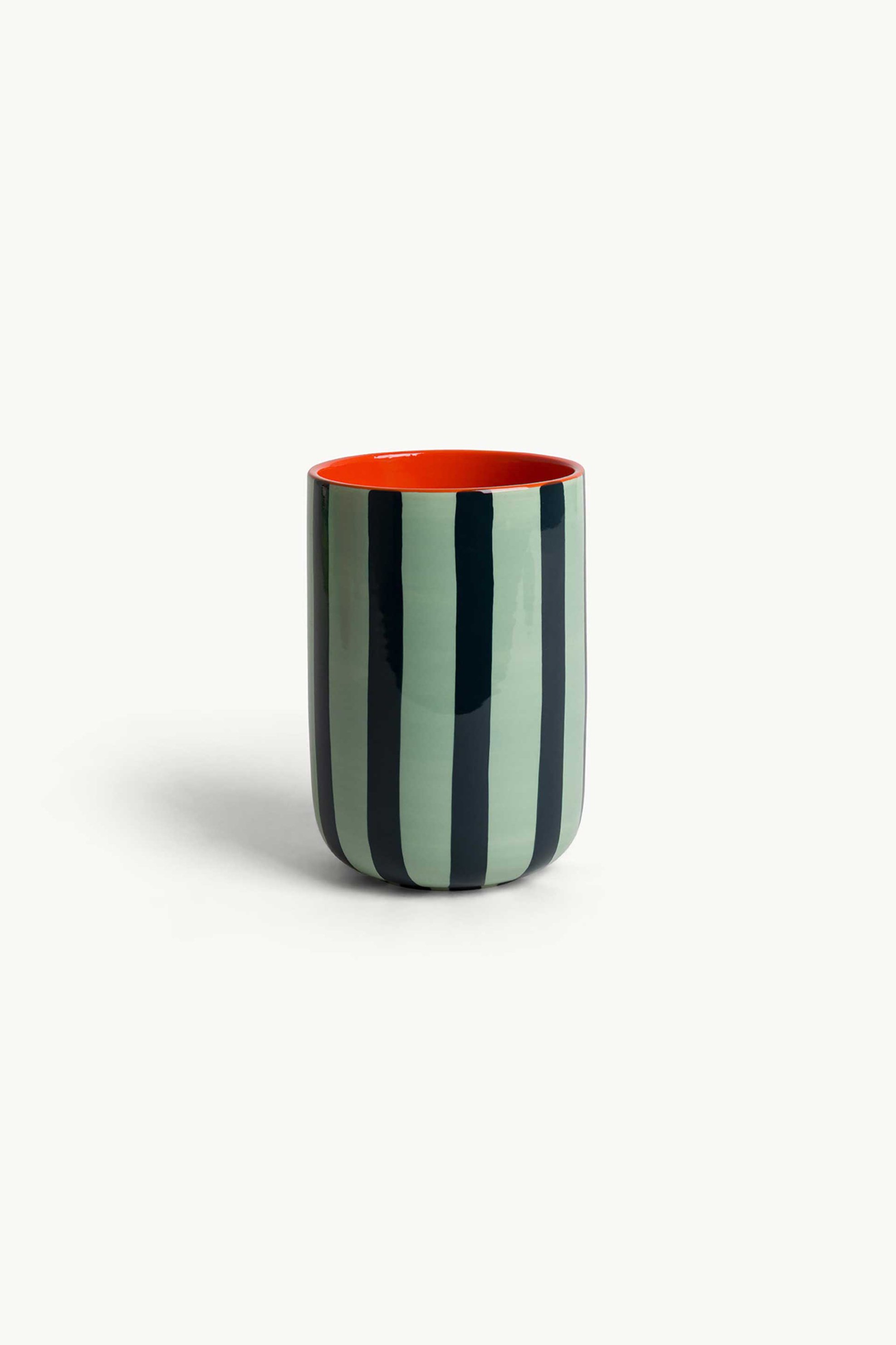 Coincasa κεραμική θήκη για σκεύη με ριγέ σχέδιο 17 cm - 007469575 Μπλε Σκούρο