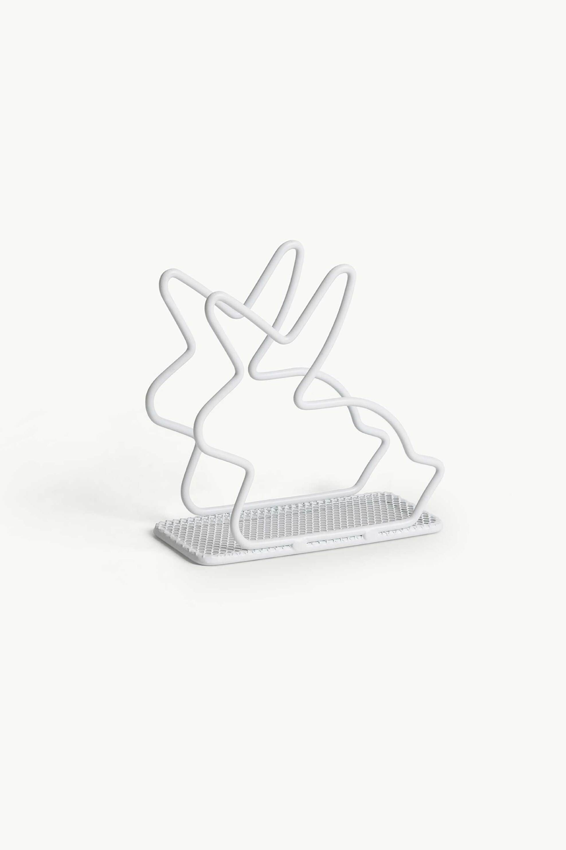 Coincasa σιδερένια θήκη για χαρτοπετσέτες σε σχήμα λαγουδάκι 12 x 12 cm - 007468385 Λευκό