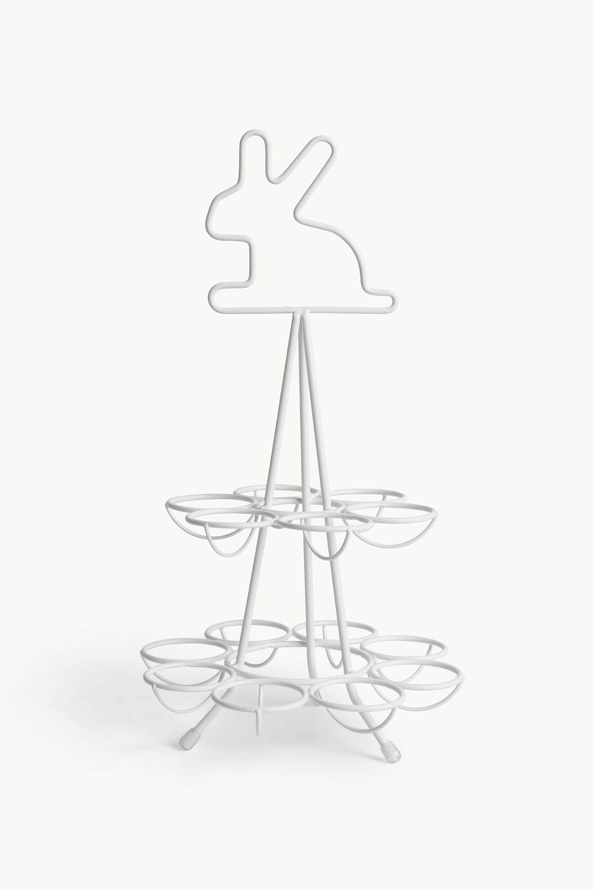 Coincasa σιδερένια θήκη αυγών από σμάλτο σε σχήμα λαγουδάκι 16,5 x 36 cm - 007468388 Λευκό