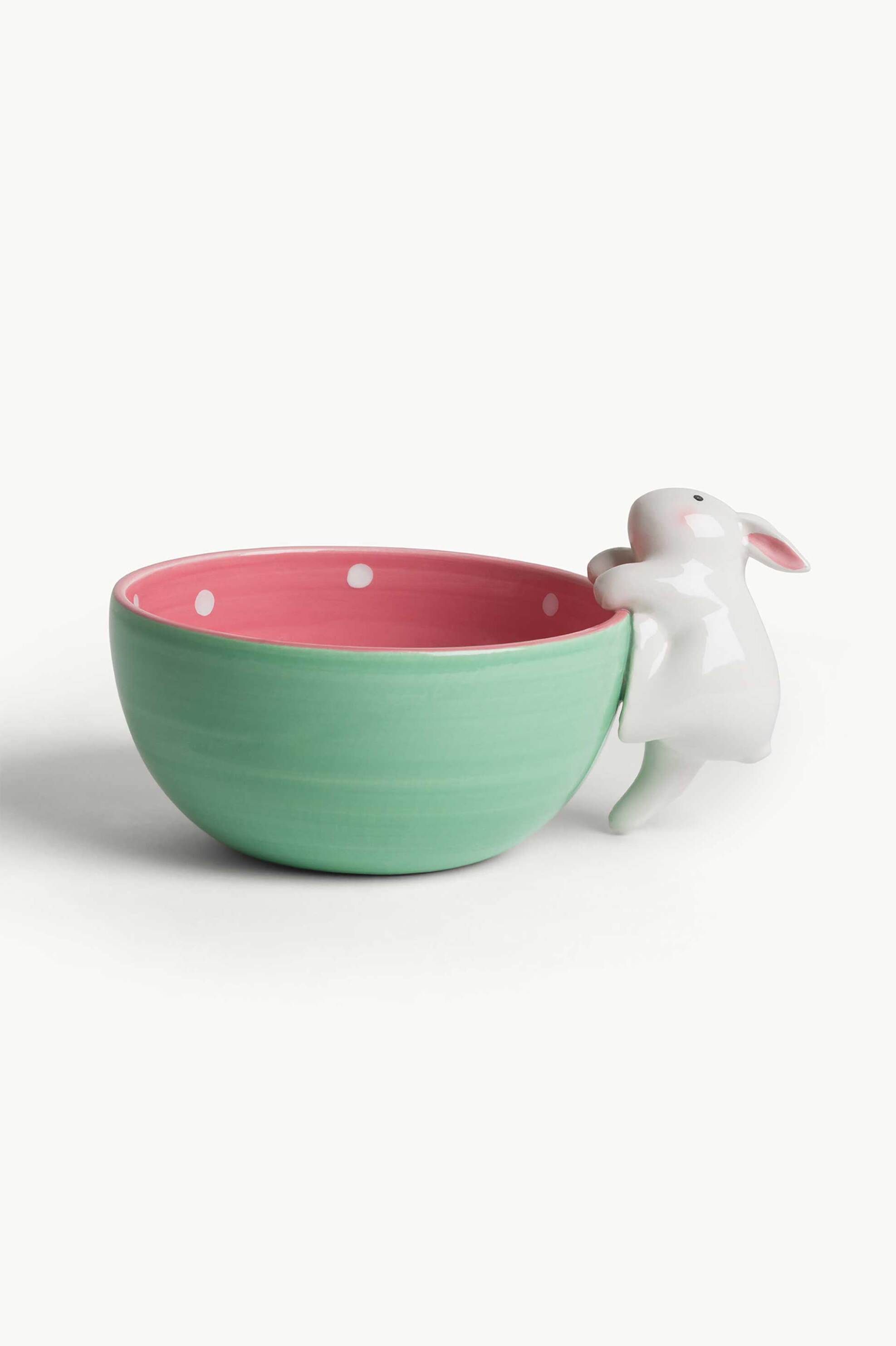 Coincasa κεραμικό μπολ με σχέδιο λαγουδάκι - 007395289 Πράσινο