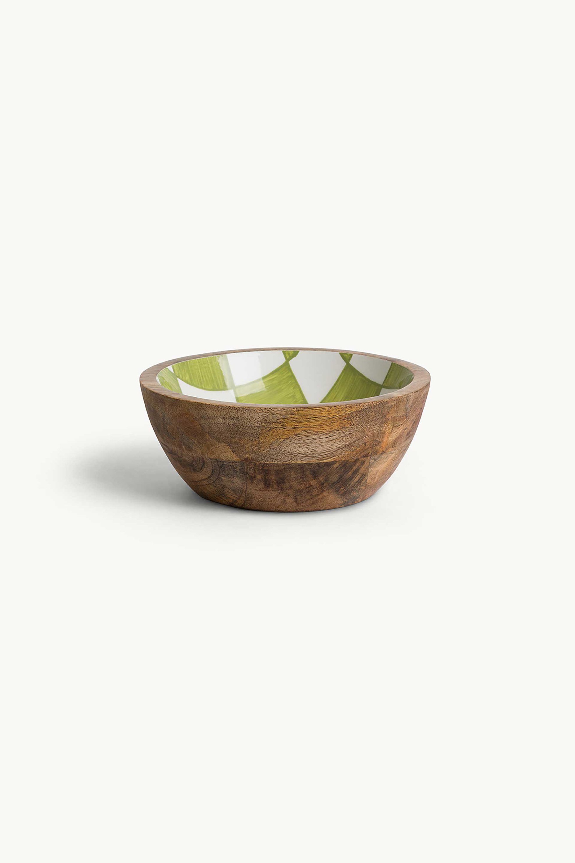 COINCASA Coincasa ξύλινο μπολ με καρό σχέδιο 15 cm - 007476780 Λαδί