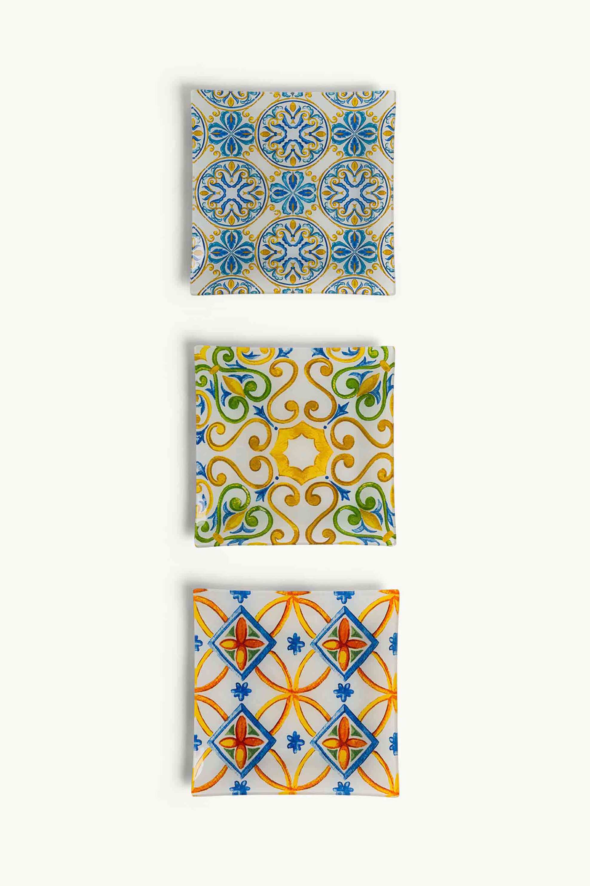 Coincasa γυάλινο πιάτο ζωγραφισμένο 21 x 21 cm - 007479119 Πορτοκαλί