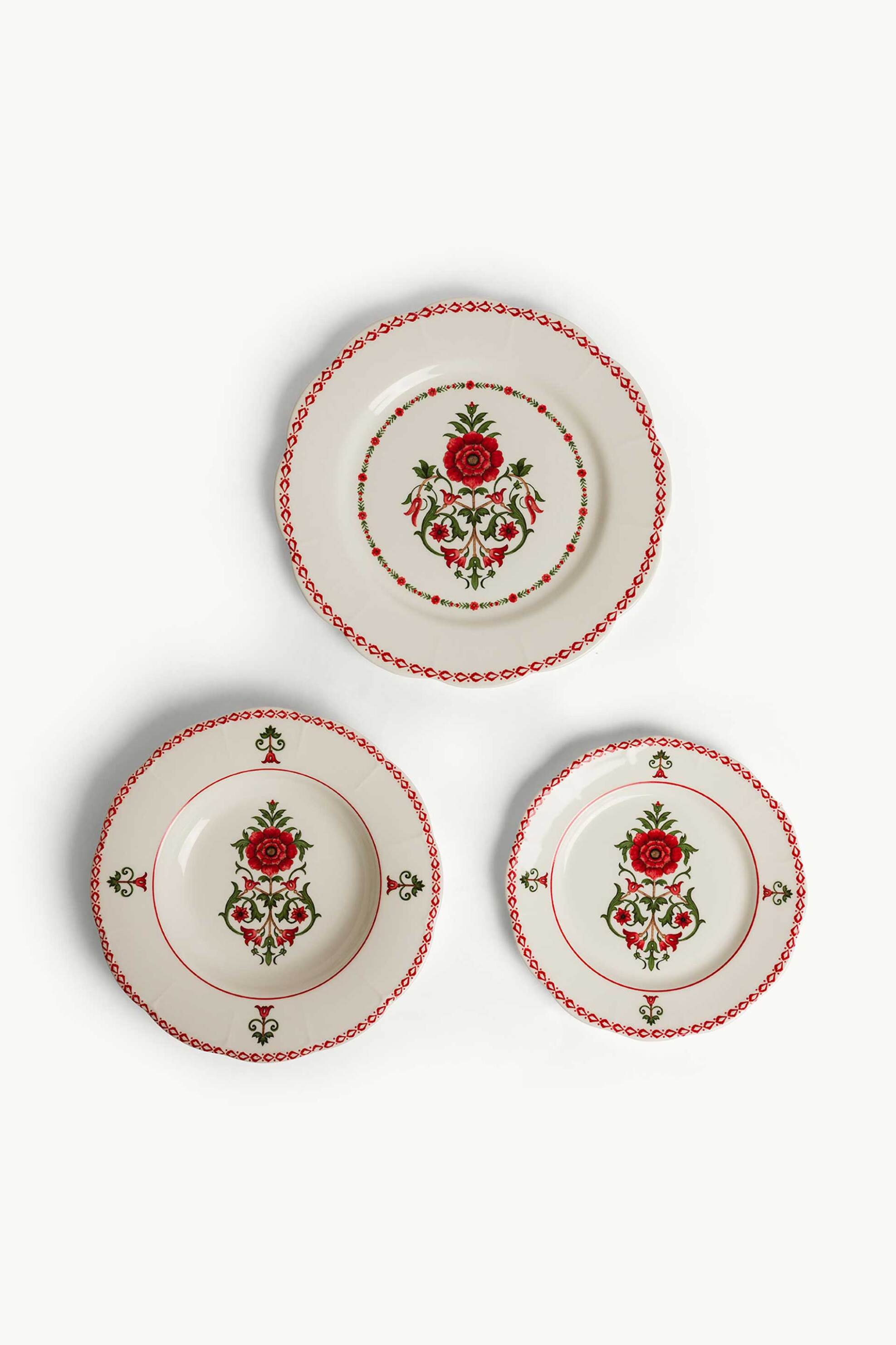 Coincasa Σετ Κεραμικά Πιάτα με Floral Print (18 Τεμάχια) - 007494229 Λευκό