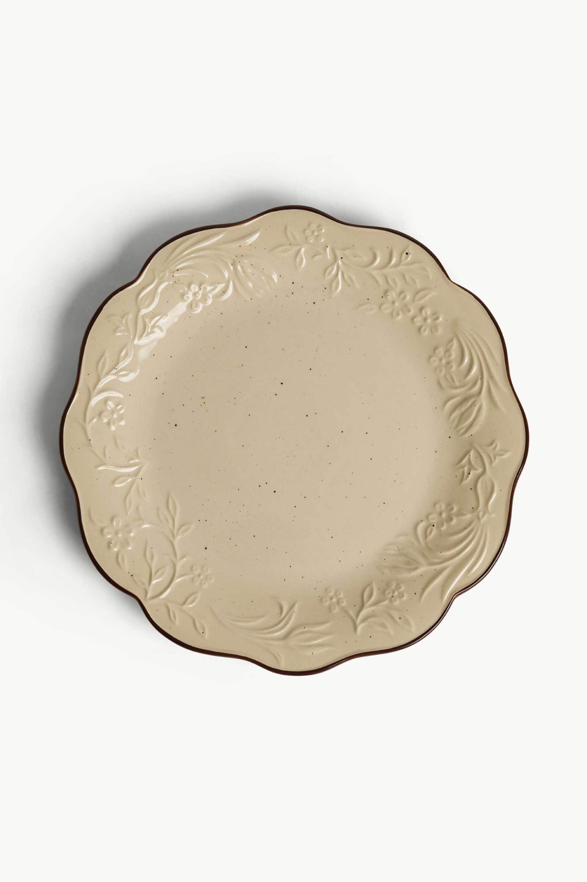 COINCASA Coincasa κεραμικό πιάτο φαγητού με καφέ τελείωμα Stoneware 27 cm - 007499888 Μπεζ
