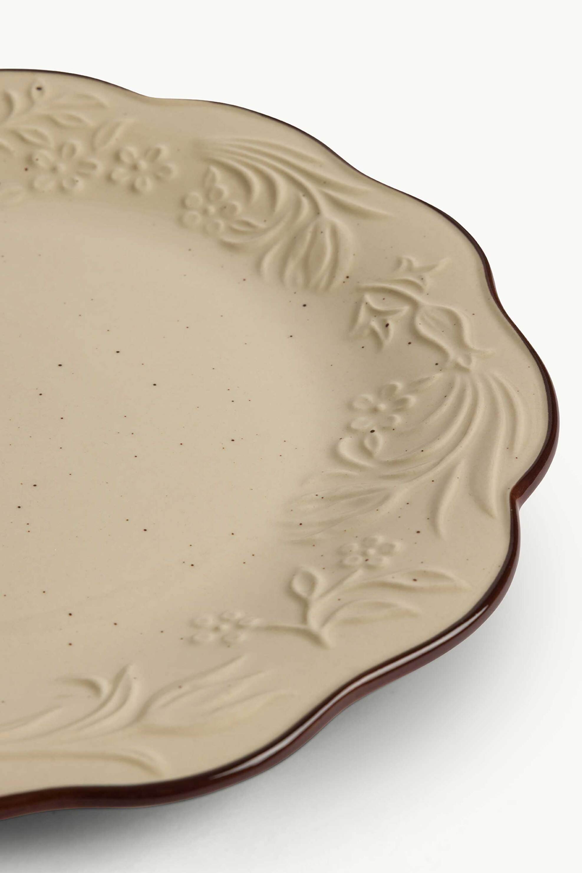 Coincasa κεραμικό πιάτο φαγητού με καφέ τελείωμα Stoneware 27 cm - 007499888 Μπεζ φωτογραφία