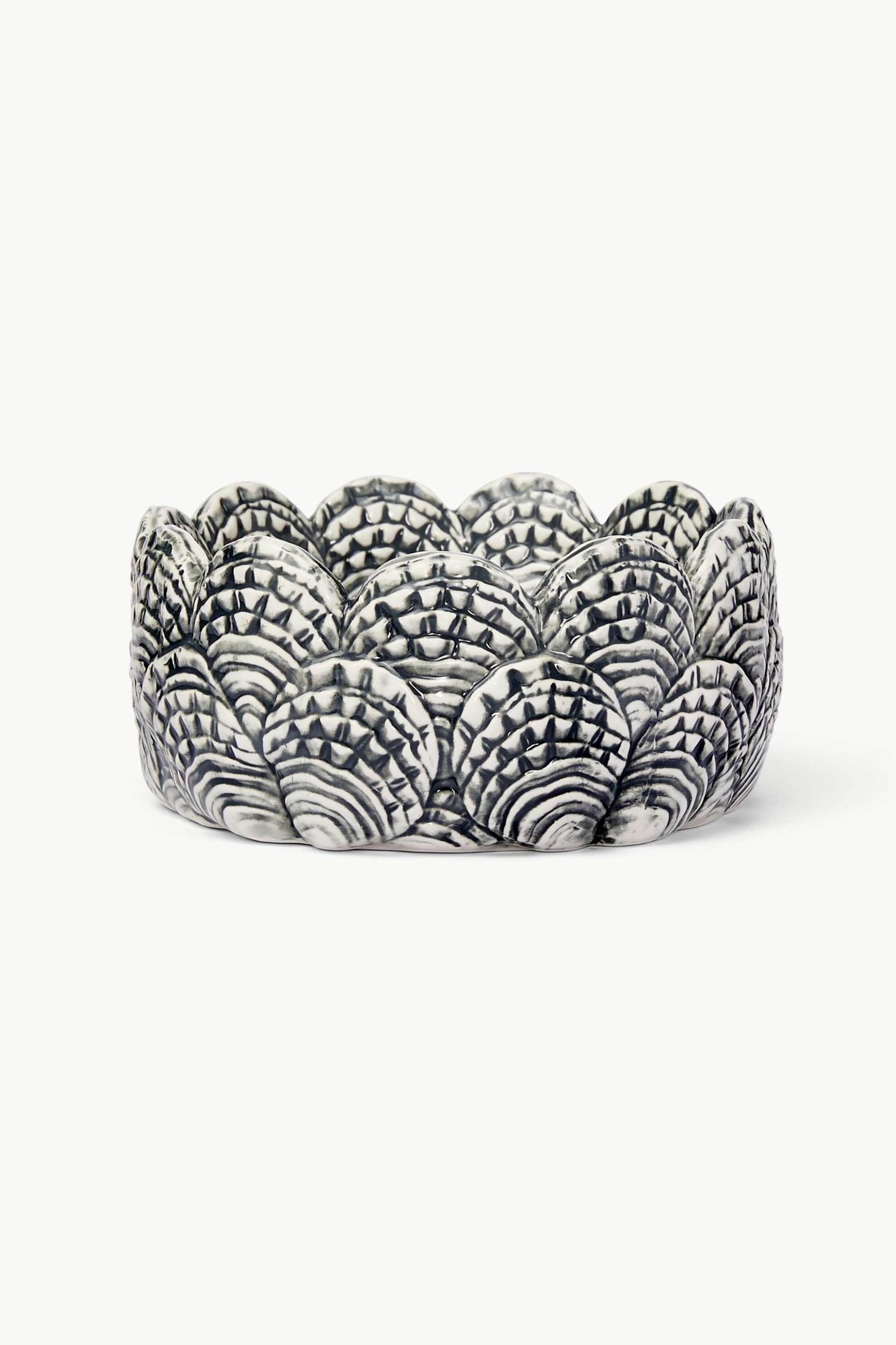Coincasa κεραμικό μπολ σε σχήμα κοχυλιών 16 cm - 006813633 Ασπρόμαυρο