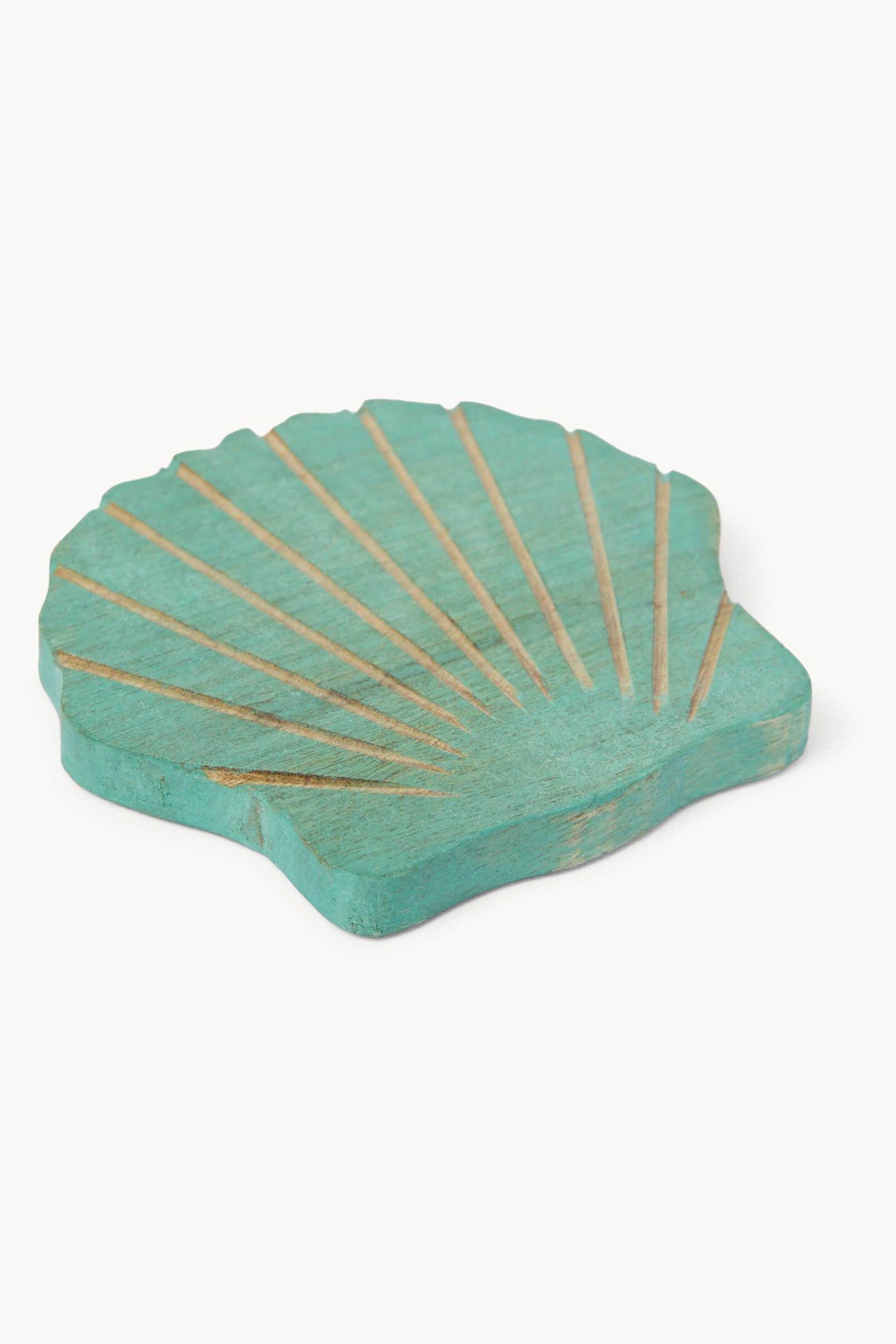 Coincasa σετ ξύλινων σουβέρ σε σχήμα κοχυλιού 12,5 cm (4 τεμάχια) - 006813654 Πράσινο
