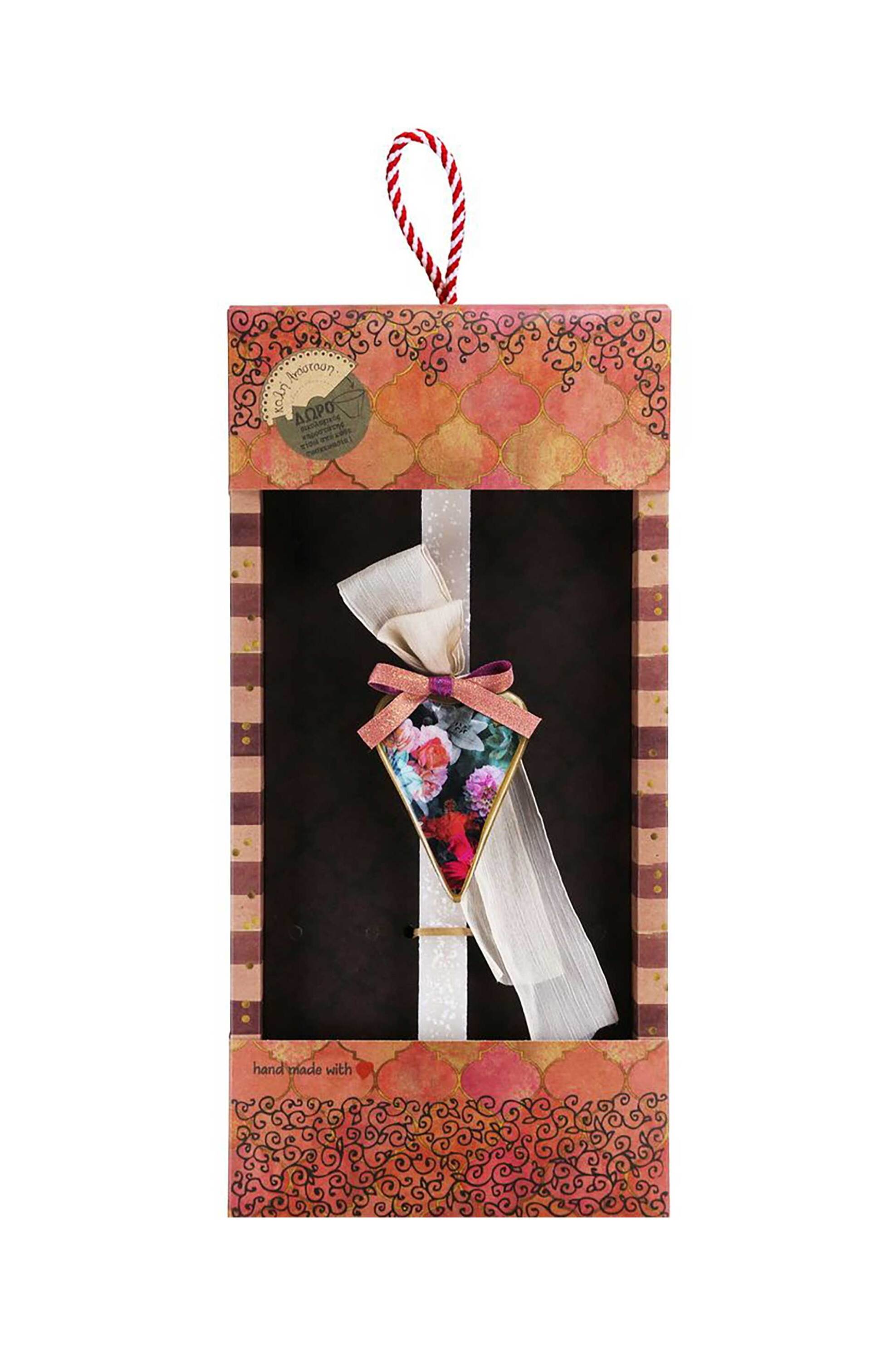 Synchronia πασχαλινή λαμπάδα καρδιά φλοράλ μαύρη - LA26018F