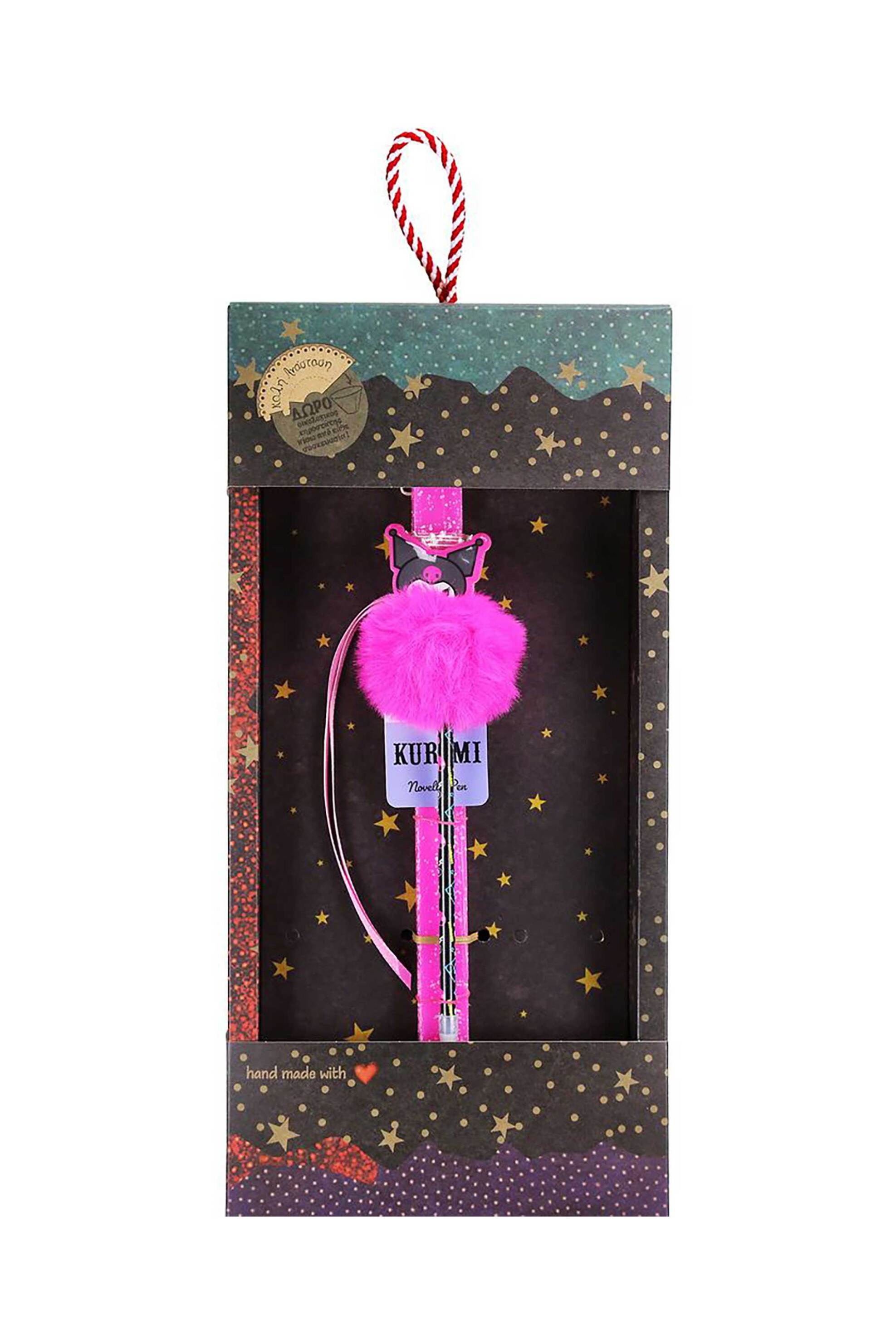 Synchronia πασχαλινή λαμπάδα στυλό pom-pom Kuromi ροζ - LA26026C