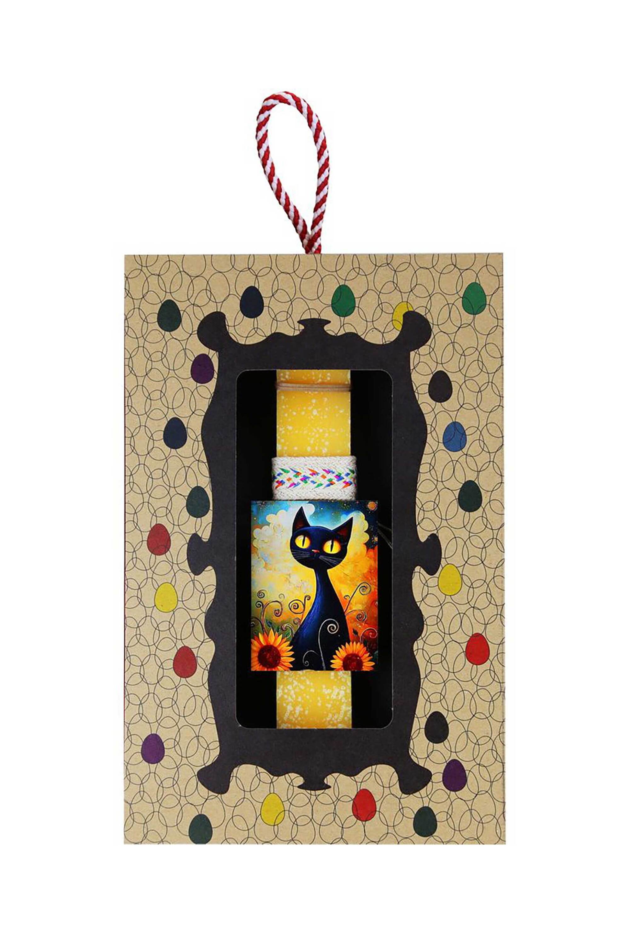 Synchronia πασχαλινή λαμπάδα μαγνητάκι pet γάτα με ηλιοτρόπια - LA26031D