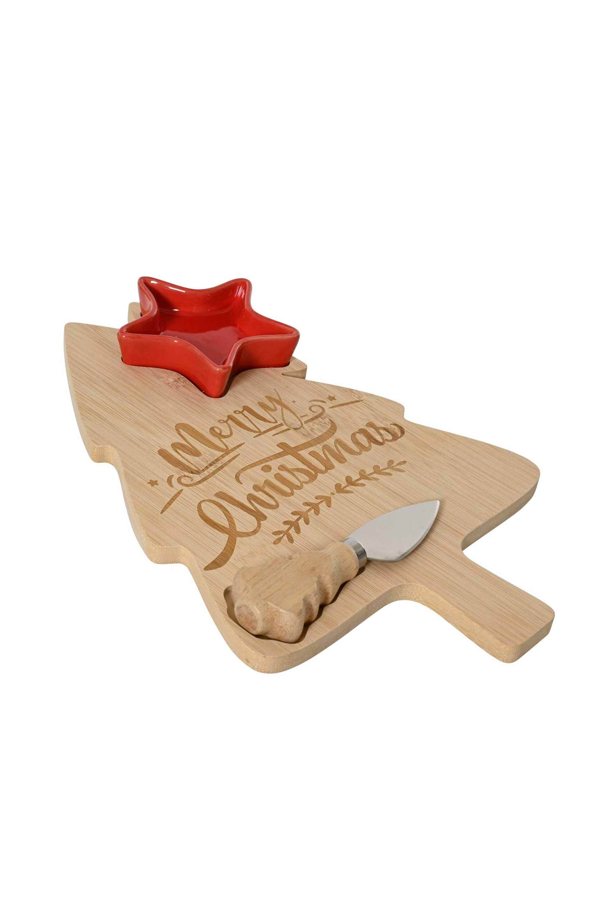 KAEMINGK Kaemingk ξύλο κοπής bamboo με χριστουγεννιάτικη διακόσμηση 30 x 20 x 2,6 cm - 646952