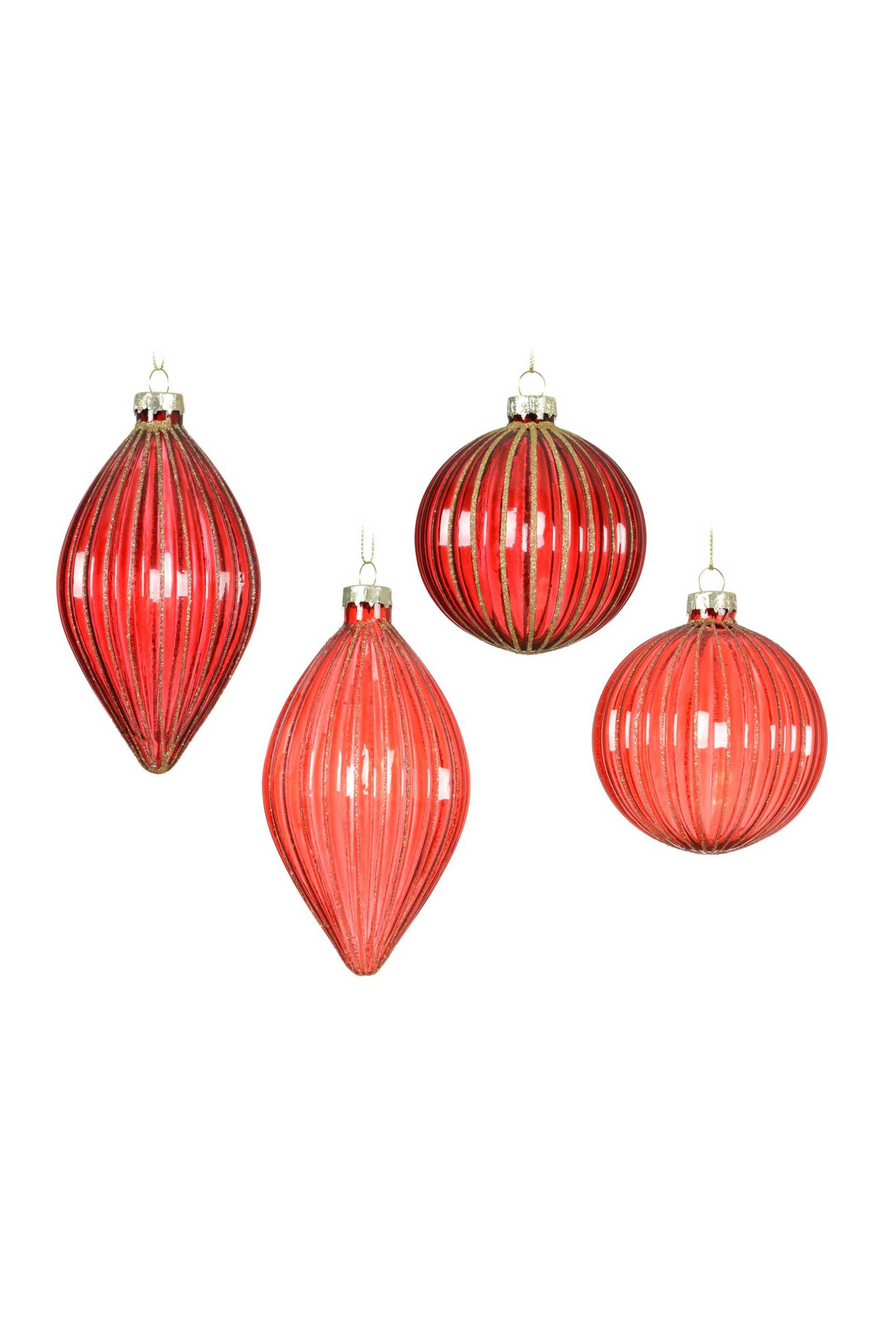 KAEMINGK Kaemingk χριστουγεννιάτικο γυάλινο στολίδι "glitter lines" 8 cm - 71390