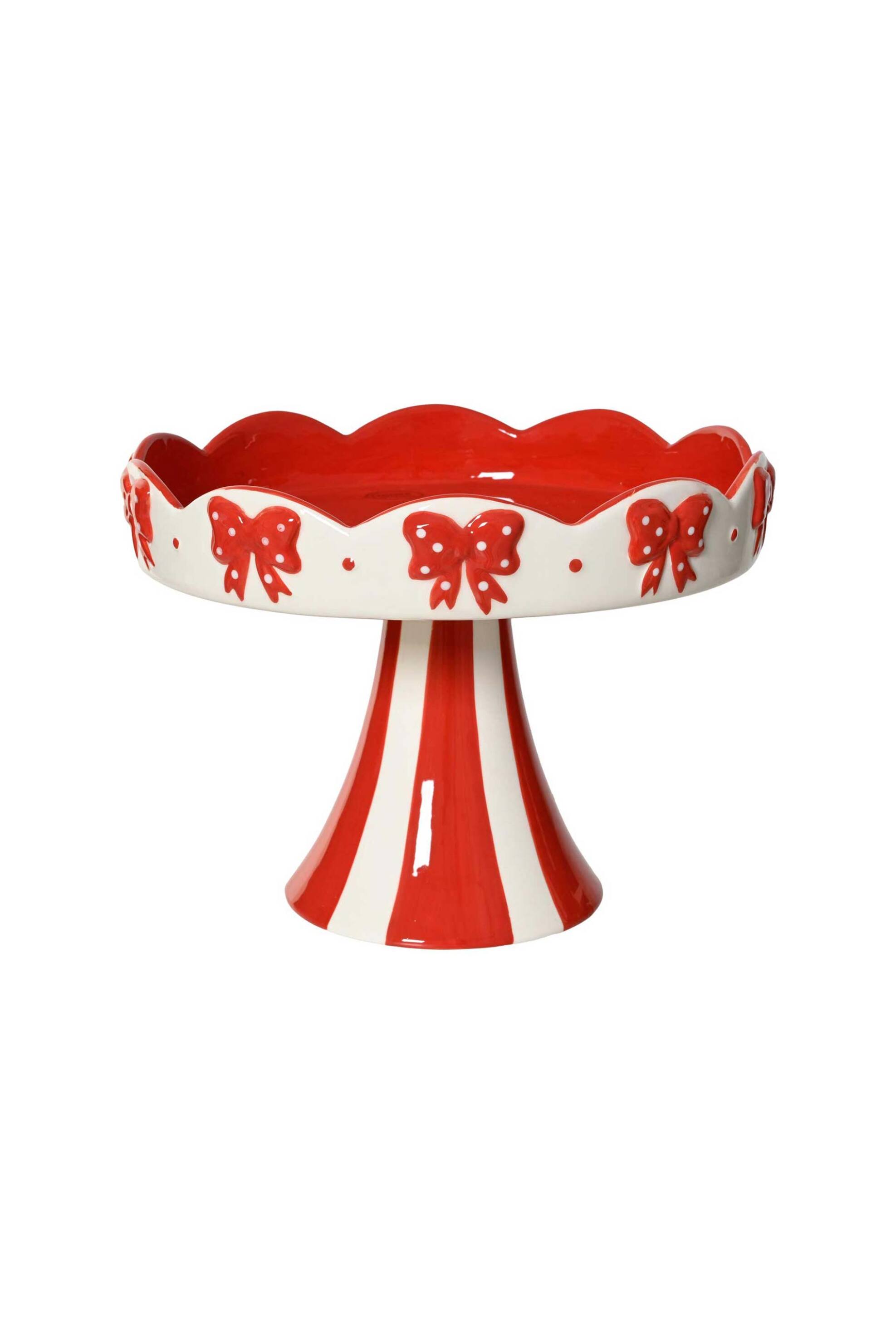 KAEMINGK Kaemingk χριστουγεννιάτικη πιατέλα σερβιρίσματος με πόδι "bows" 23 x 22 x 17 cm - 538008