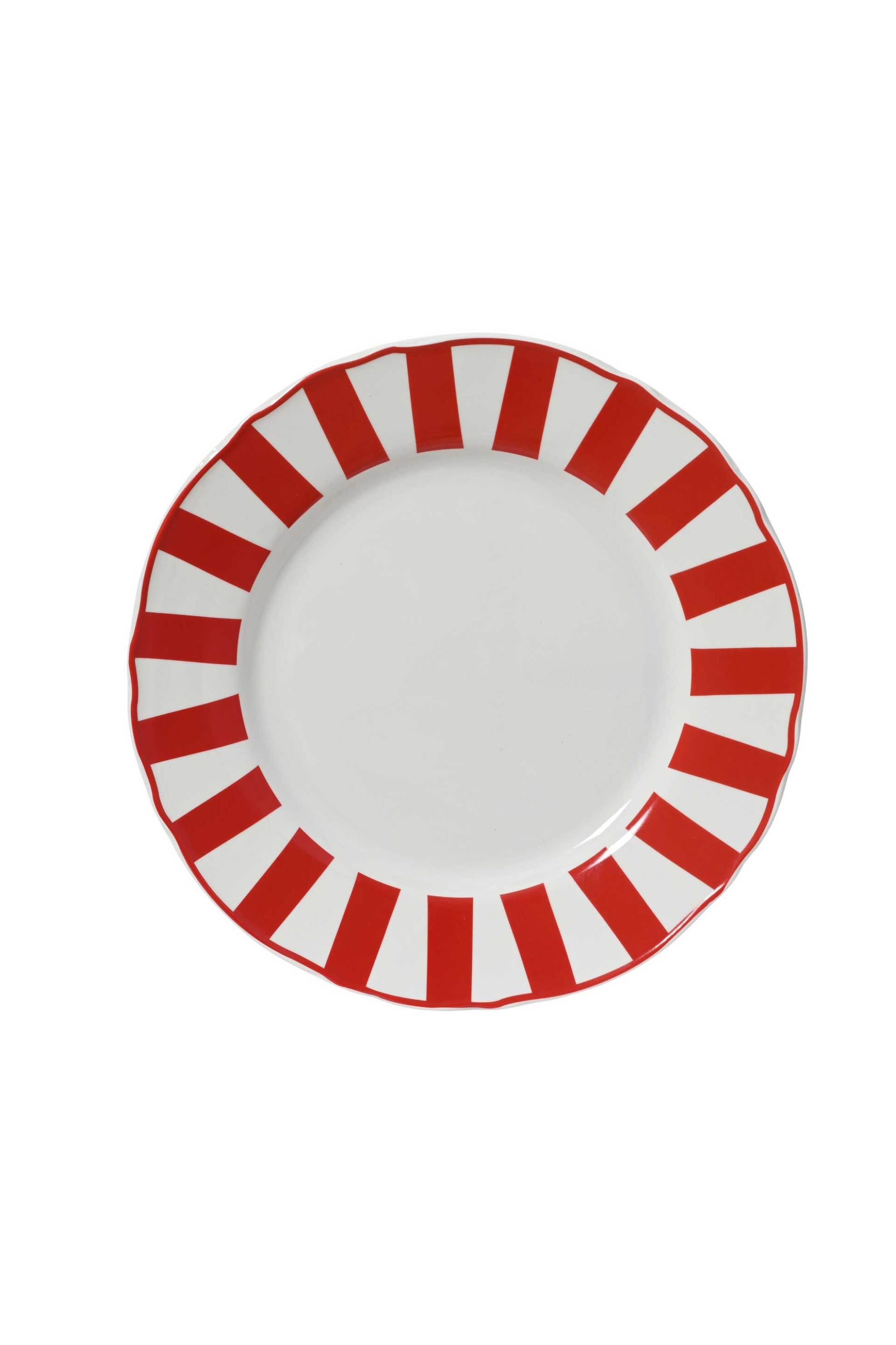 KAEMINGK Kaemingk χριστουγεννιάτικο πορσελάνινο πιάτο φαγητού "red stripes" 26,2 x 2,8 cm - 604117