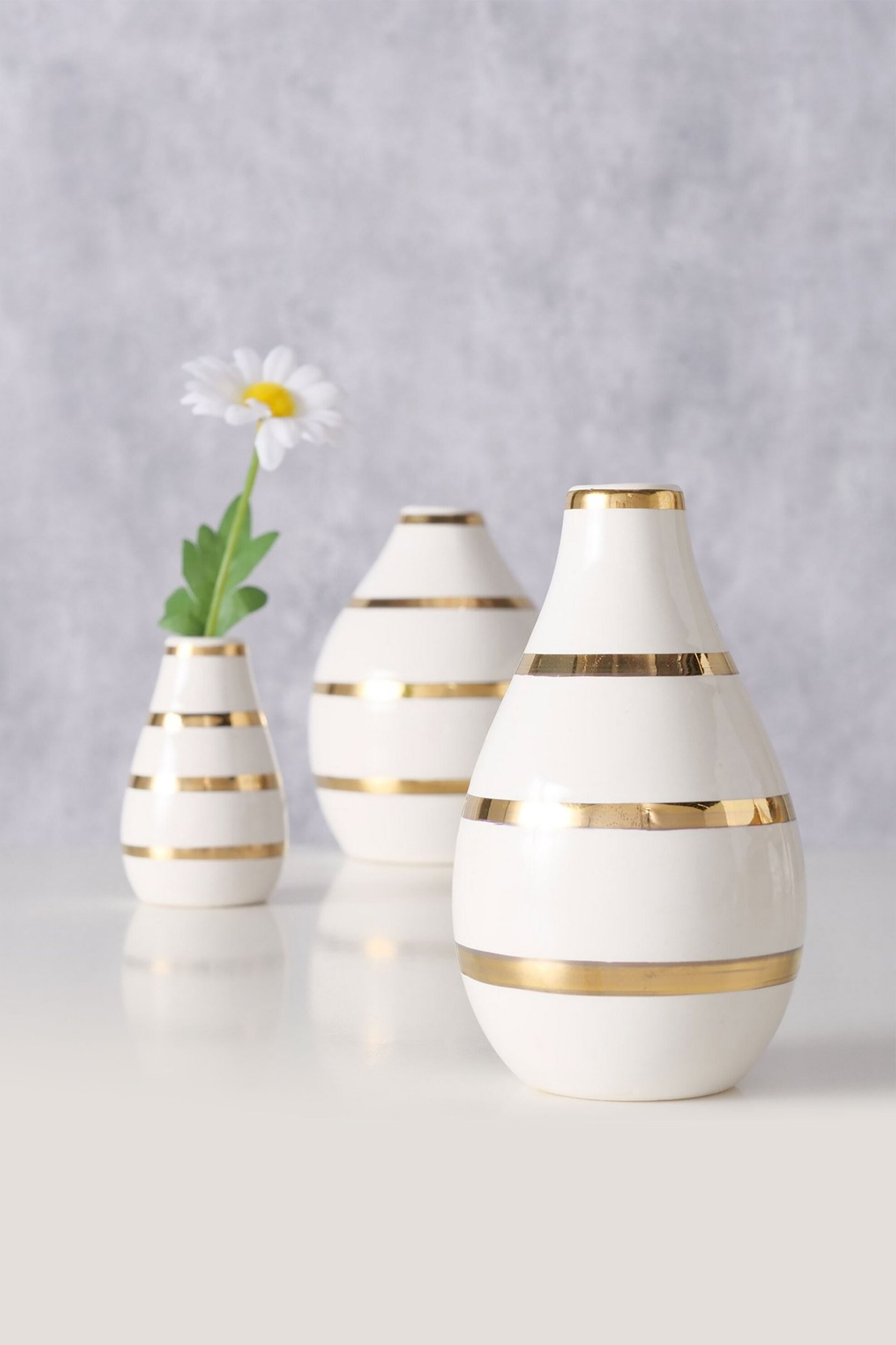 DOMUS HOMUS σετ βάζα με χρυσές λεπτομέρειες "Oro" (3 τεμάχια) - 20-26-375