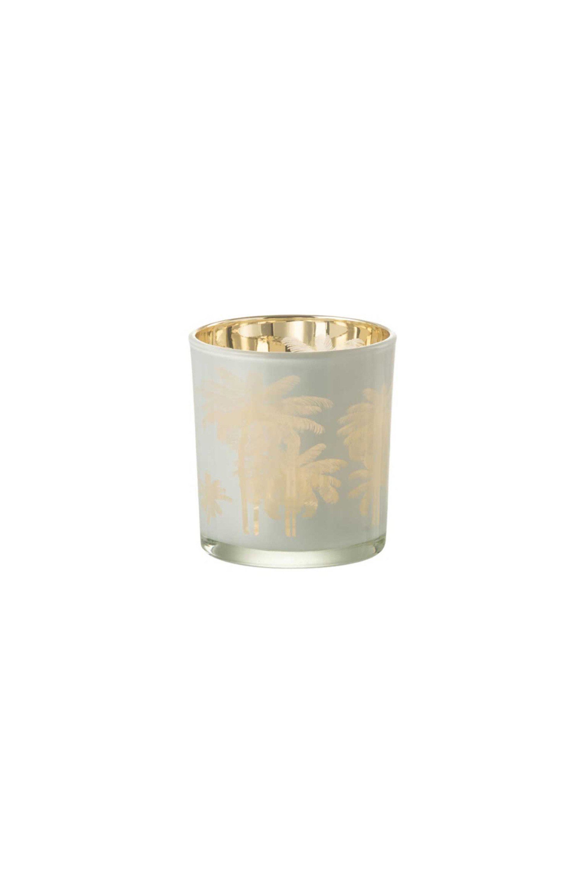 DOMUS HOMUS γυάλινο κηροπήγιο για ρεσώ "Palm Trees" 7,5 × 7,5 × 8 cm - 20-21-206