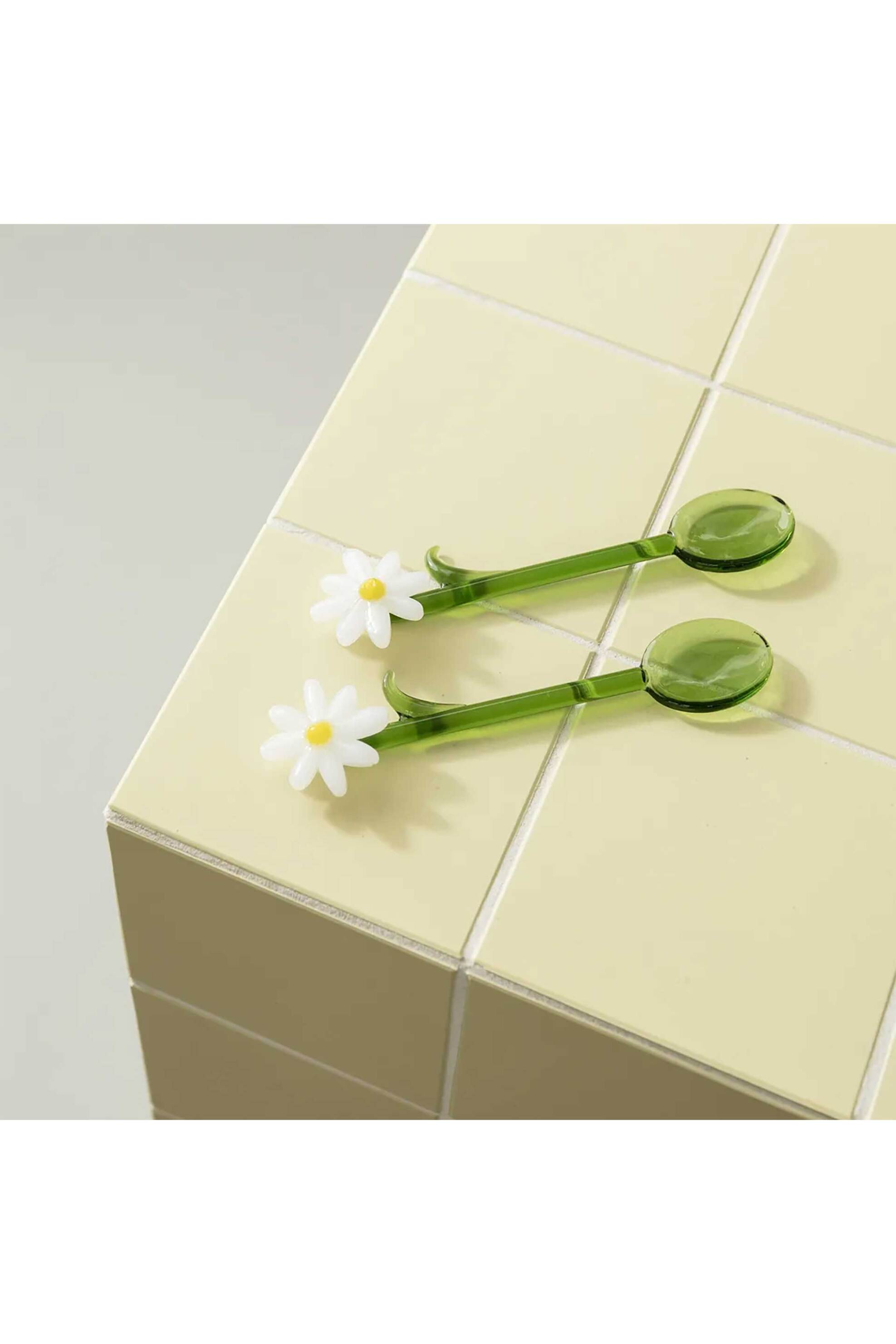 &K Amsterdam σετ γυάλινα κουταλάκια "Flora" Λευκό (2 τεμάχια) - 2174-12 φωτογραφία