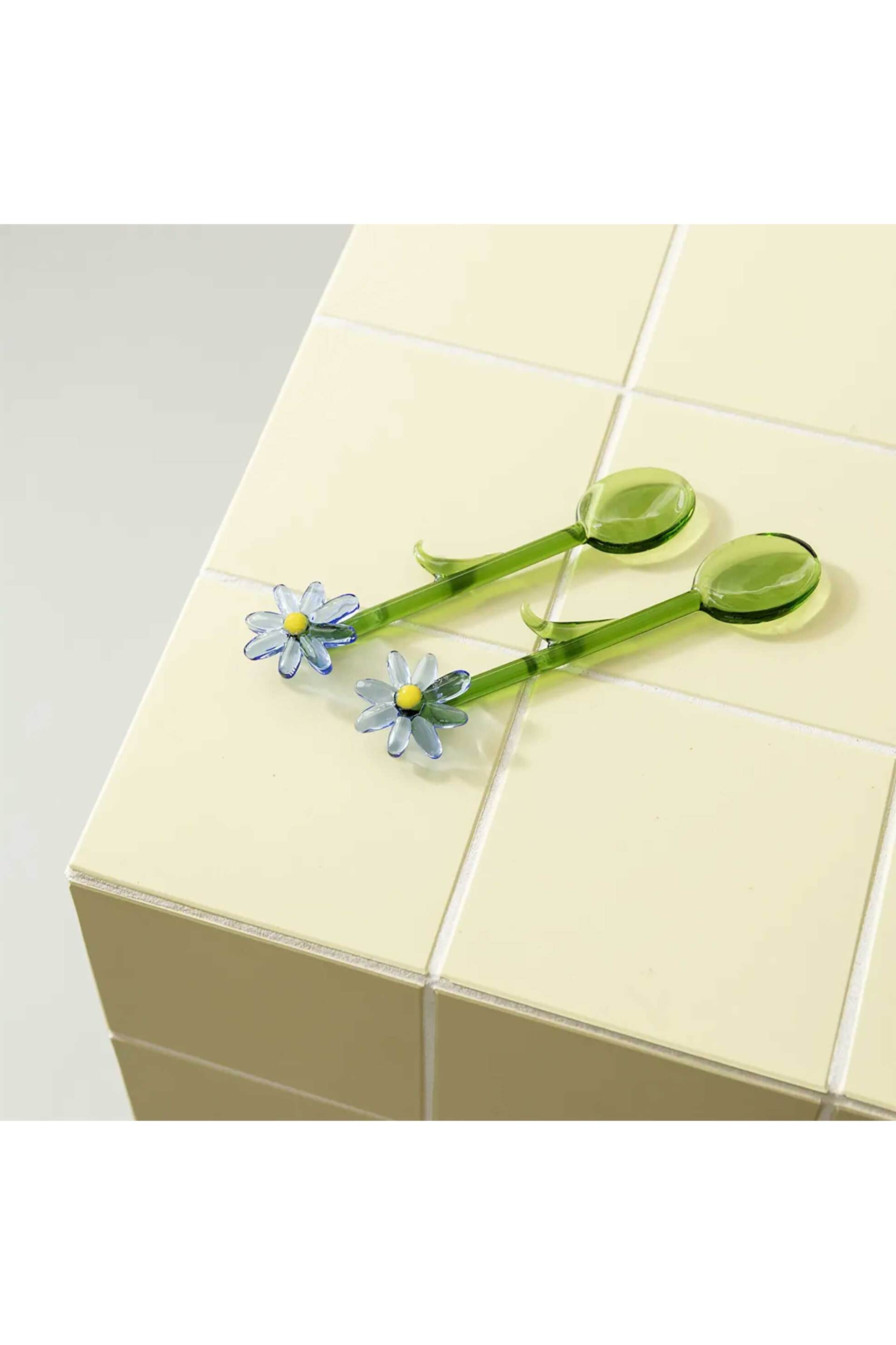 &K Amsterdam σετ γυάλινα κουταλάκια "Flora" Μπλε (2 τεμάχια) - 2174-14 φωτογραφία