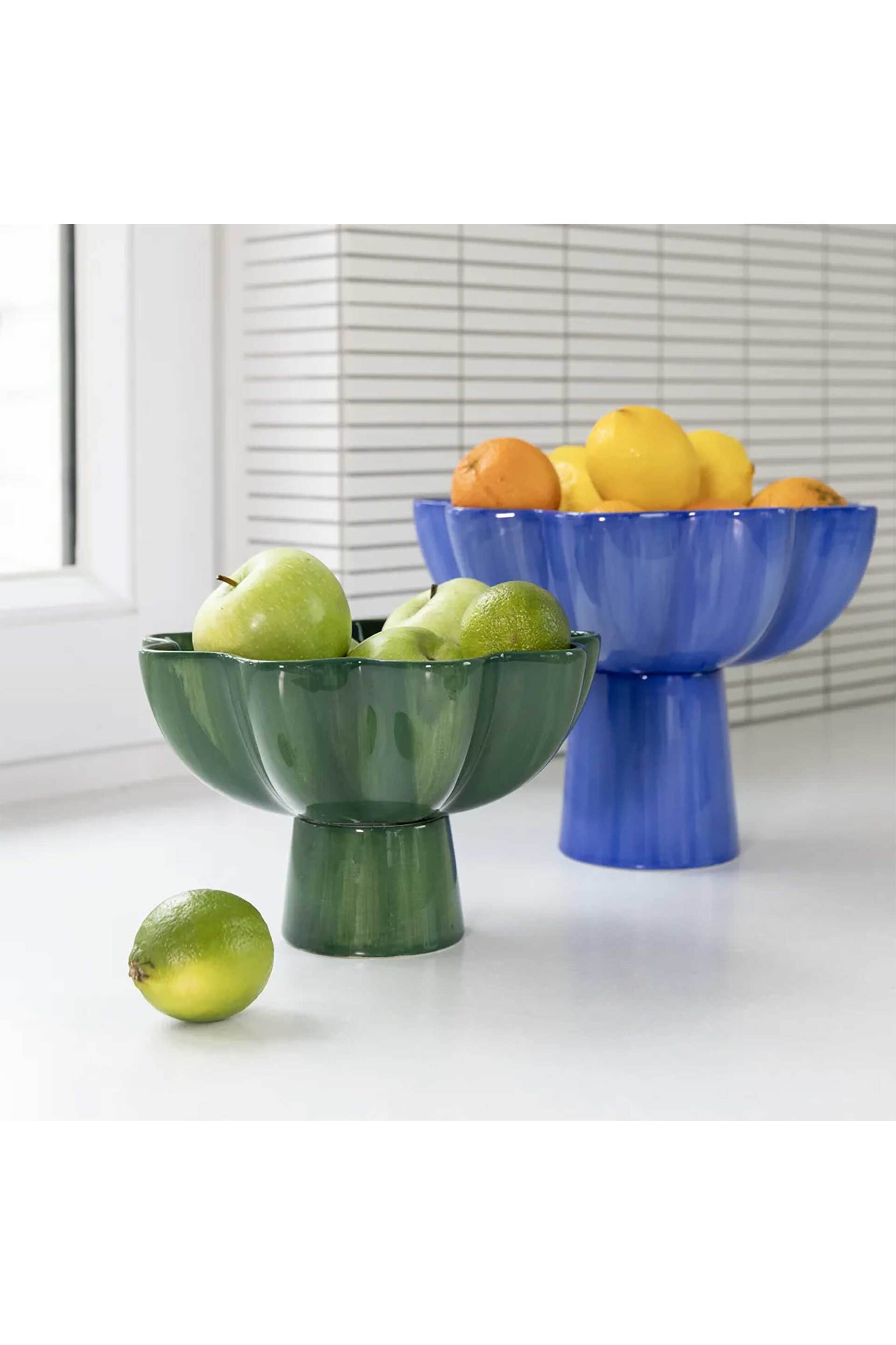 &K Amsterdam κεραμικό μπολ φρουτιέρα "Sun" 13 x 20 cm Πράσινο - 2838-05 φωτογραφία