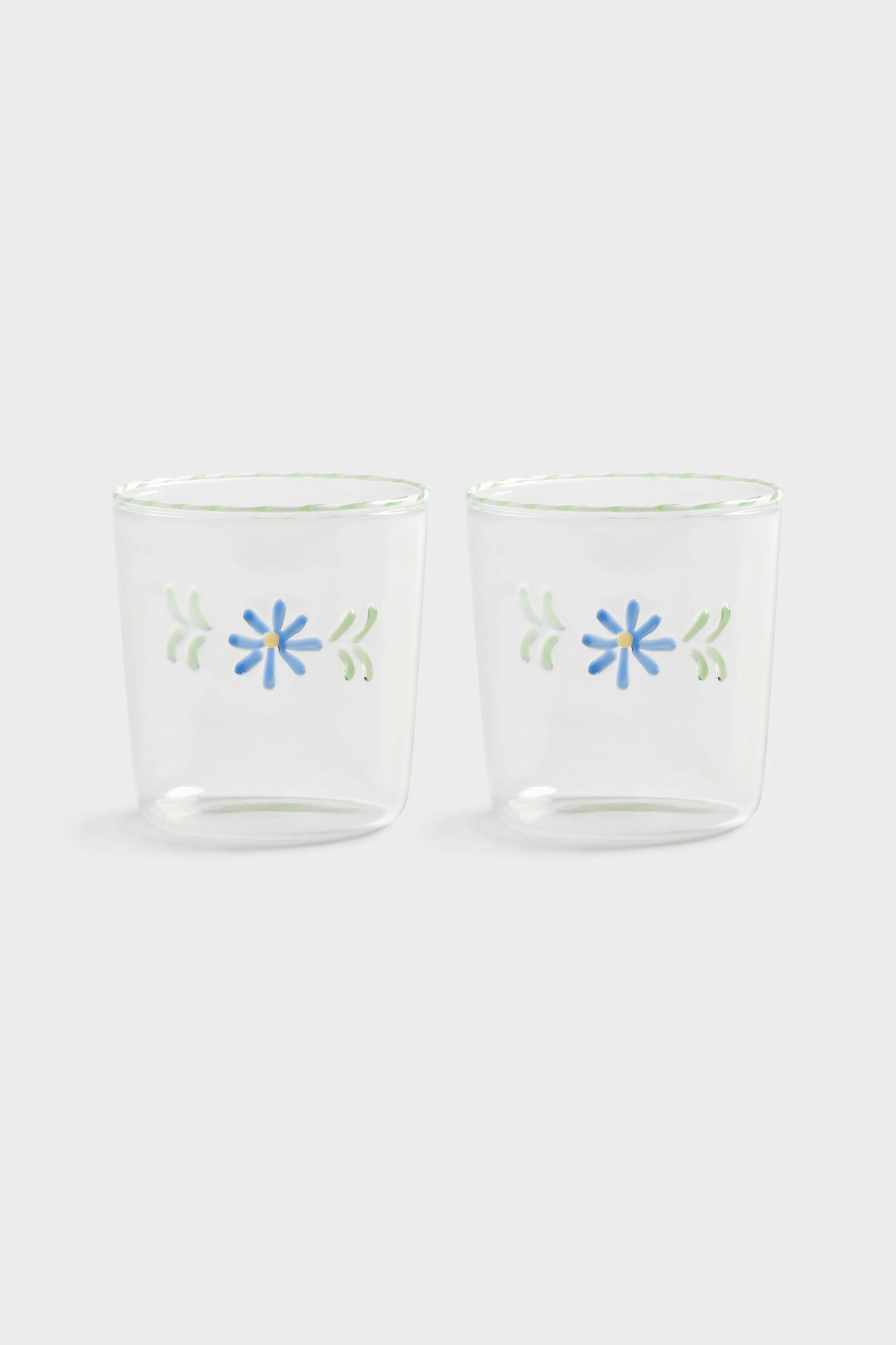 &K AMSTERDAM &K Amsterdam σετ ποτήρια χαμηλά "Flora" (2 τεμάχια) Μπλε - 361-03