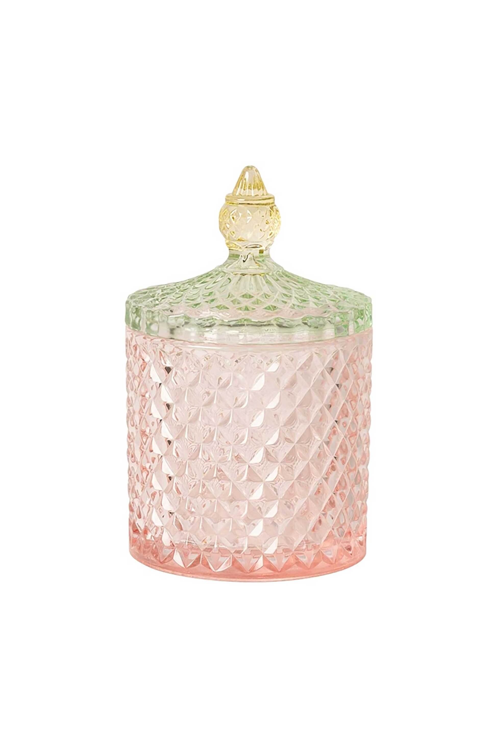 C'EST BON C'est Bon γυάλινο δοχείο αποθήκευσης με γεωμετρικό pattern 14 x 8,5 cm - AU970-996-09 Ροζ