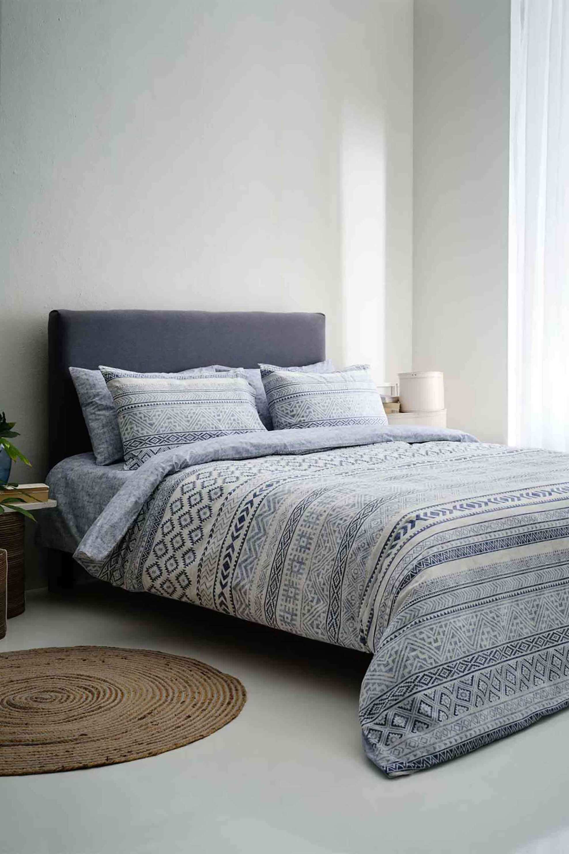 Vesta σετ σεντόνια μονά με λάστιχο και μαξιλαροθήκη "Amorgos-1" 170 x 260 -100 x 200 + 25 - 53 x 75 cm - 000009695 Μπλε