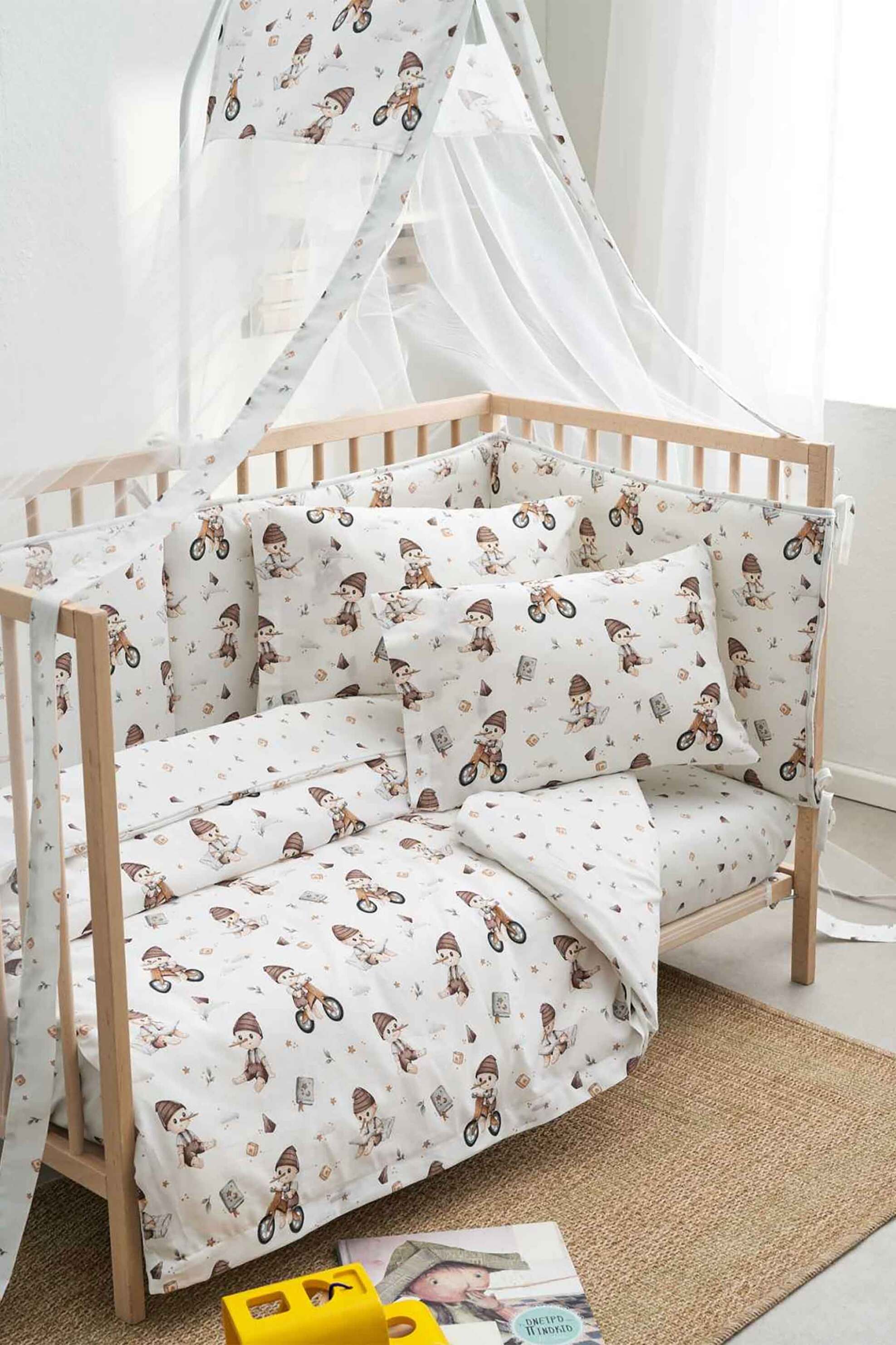 VESTA Vesta σετ βρεφικά σεντόνια λίκνου με all-over print "Pinocchio" (3 τεμάχια) - 000012007