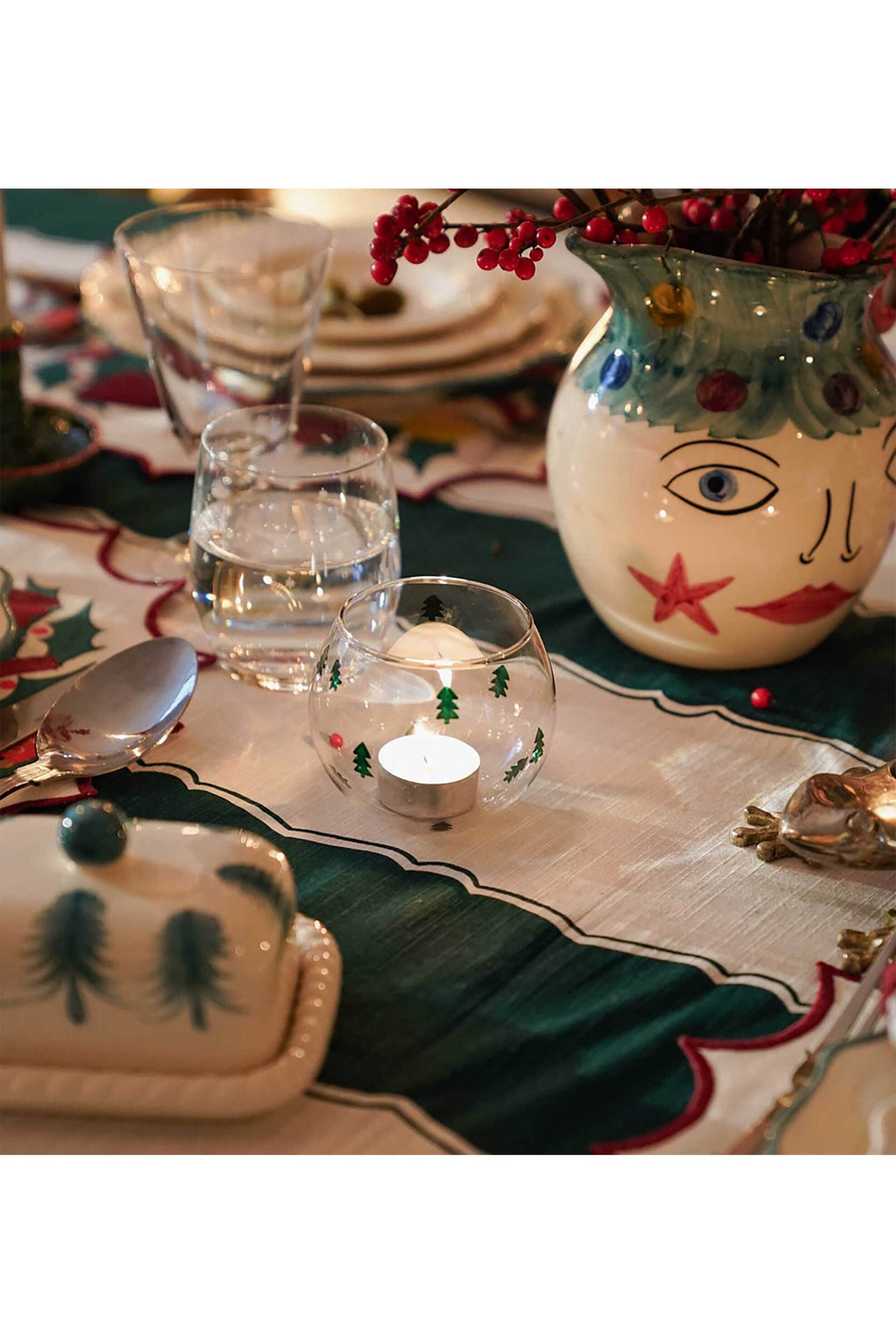 Anna + Nina γυάλινο κηροπήγιο για ρεσώ "Christmas Forest" - 25-3P811011 φωτογραφία