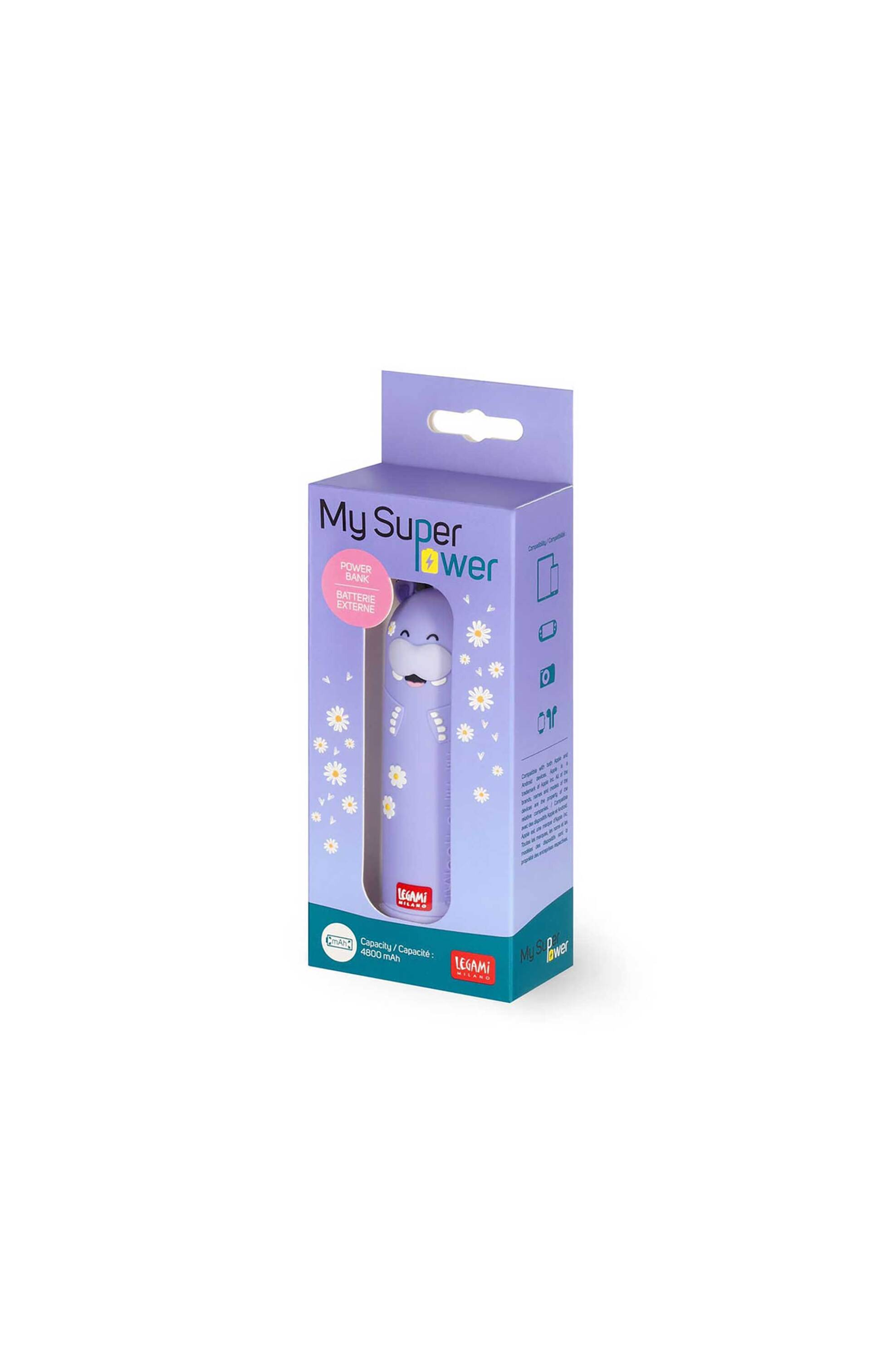 Legami Portable Battery Charger - My Super Power Hippo 8052694016463