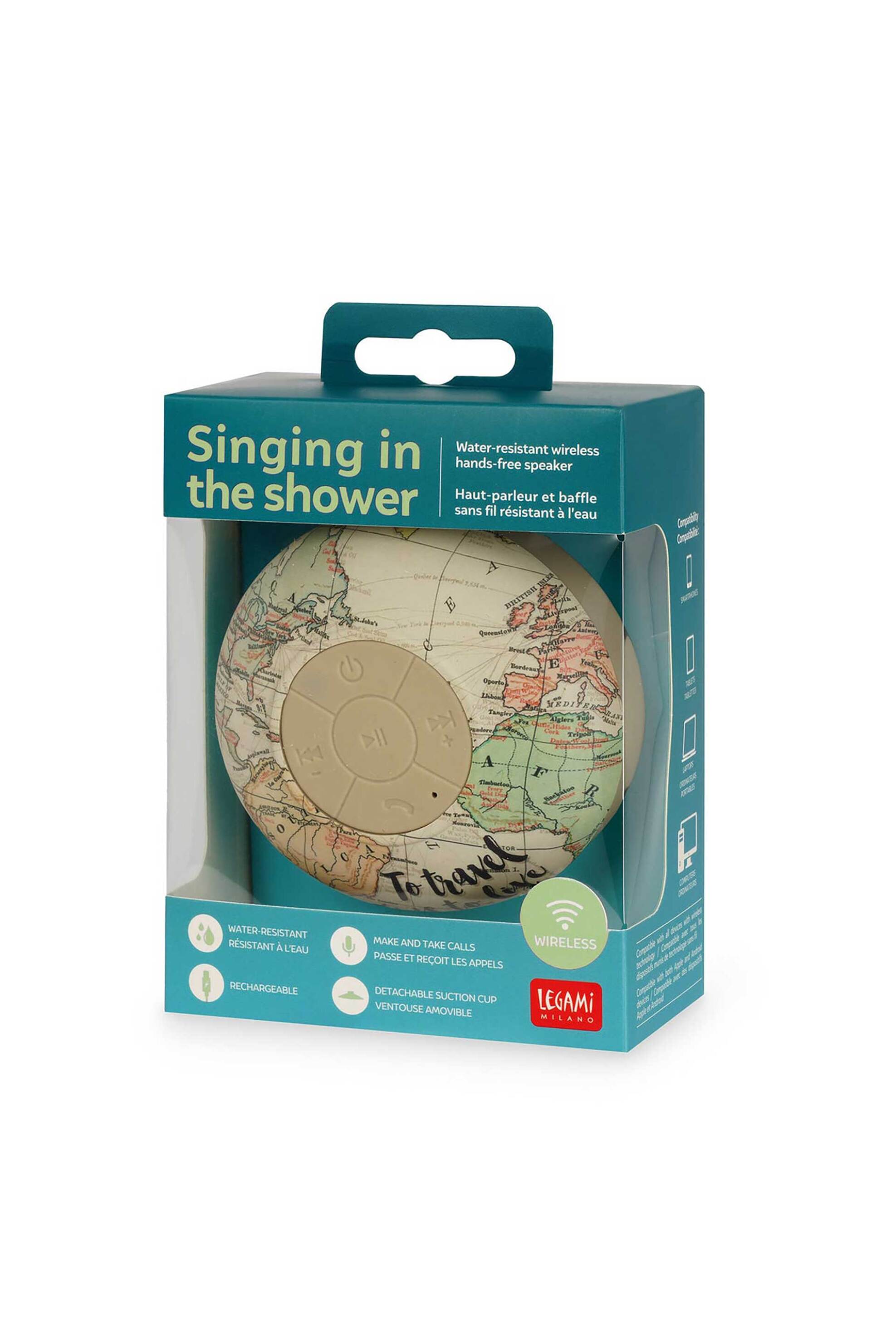 Legami Water-Resistant Bluetooth Hands-Free Speaker - Singing In The Shower Travel 8052694037635