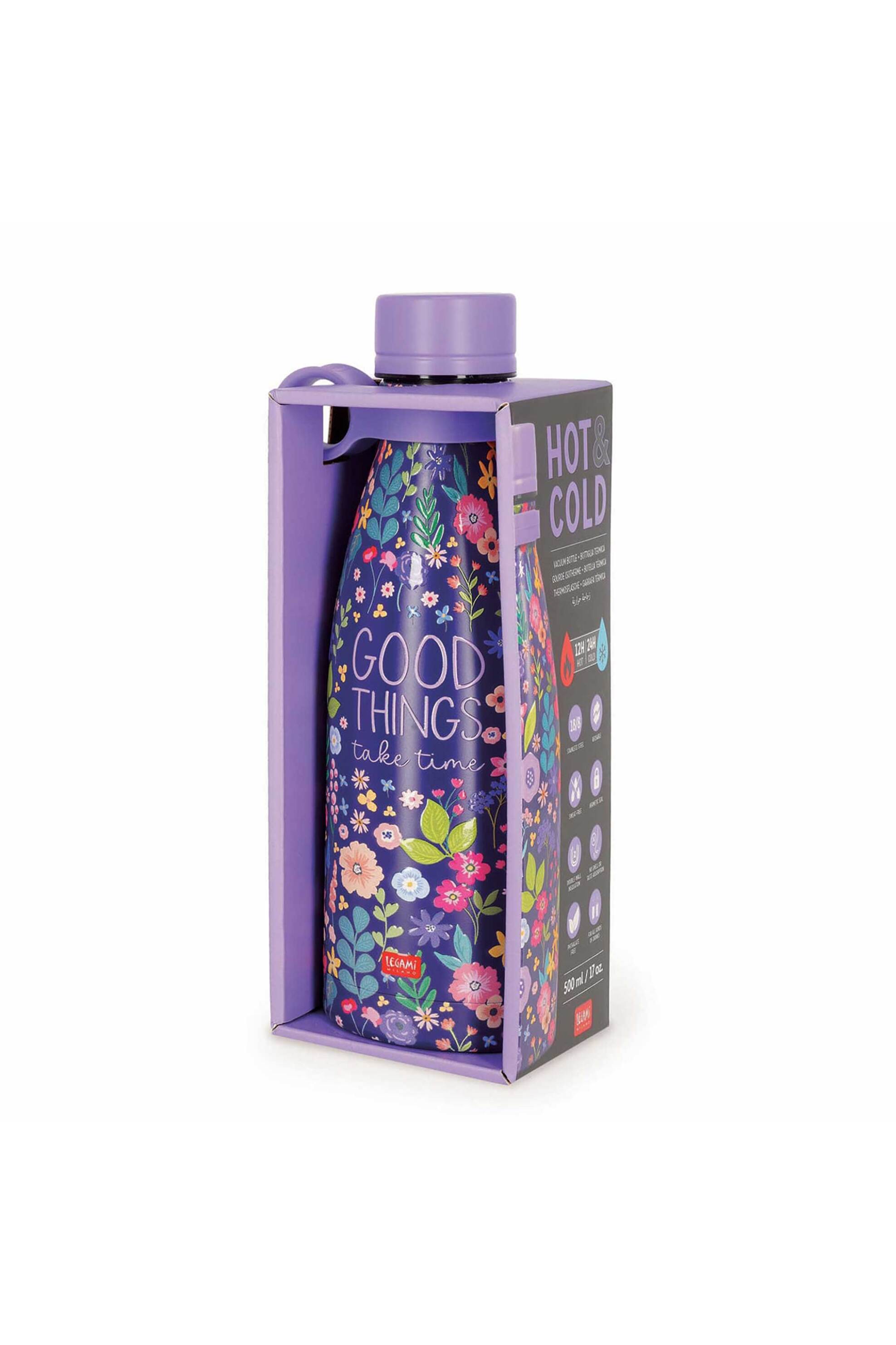 Legami Vacuum Bottle - Hot Cold Flowers 500 ML 8052694039899