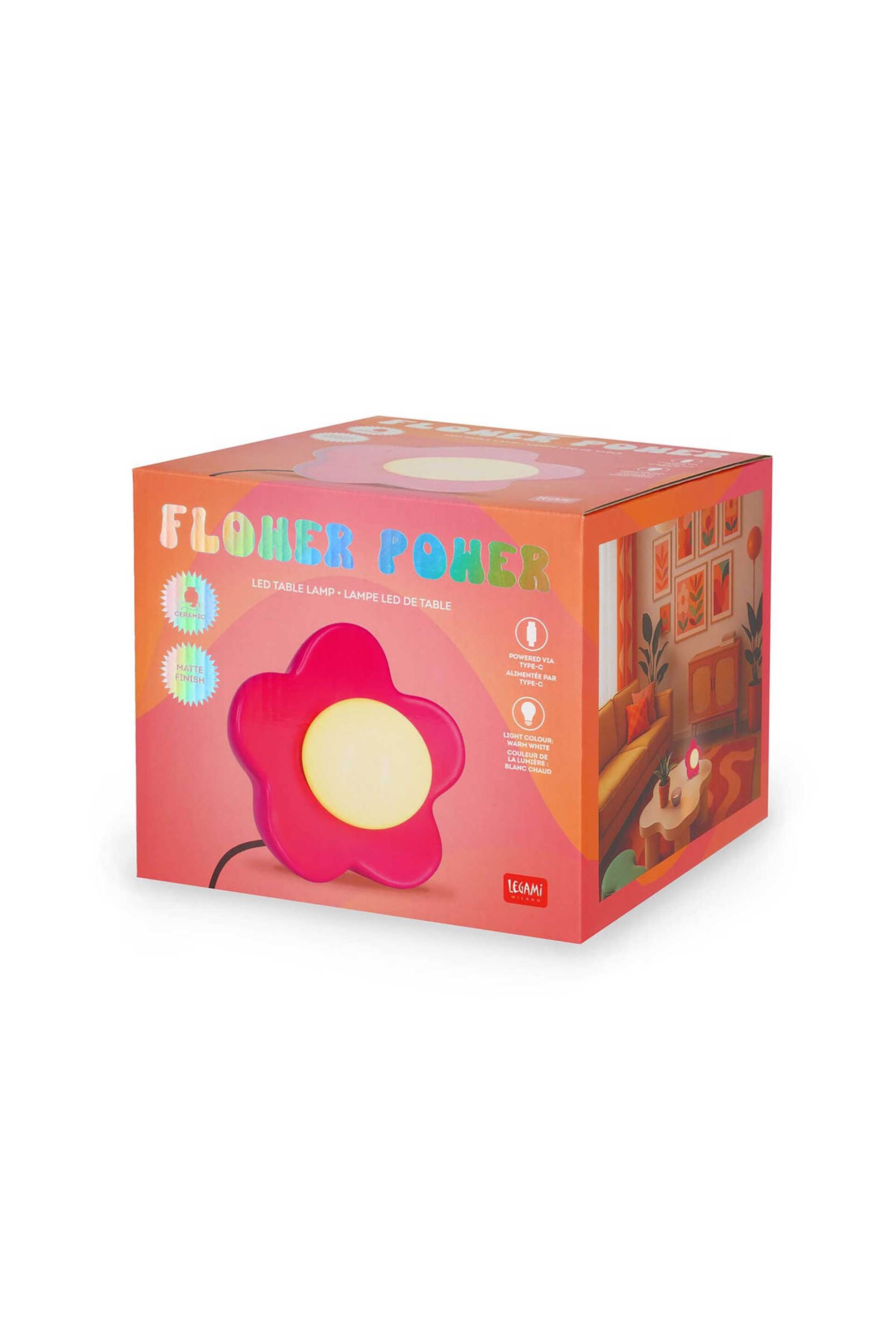 Legami Led Table Lamp - Flower Power Matte Pink 8052694120160