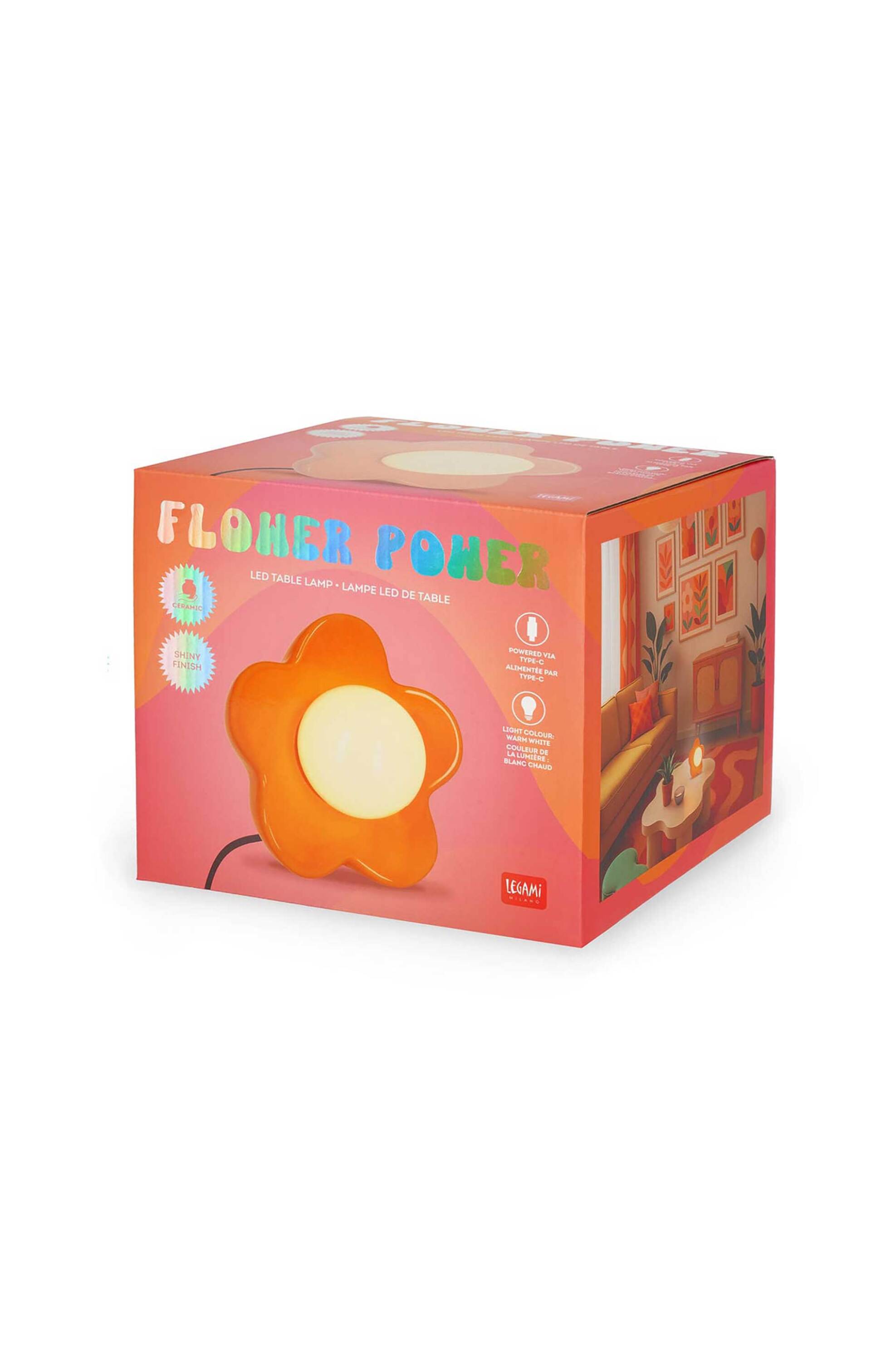 Legami Led Table Lamp - Flower Power Shiny Orange 8052694132873
