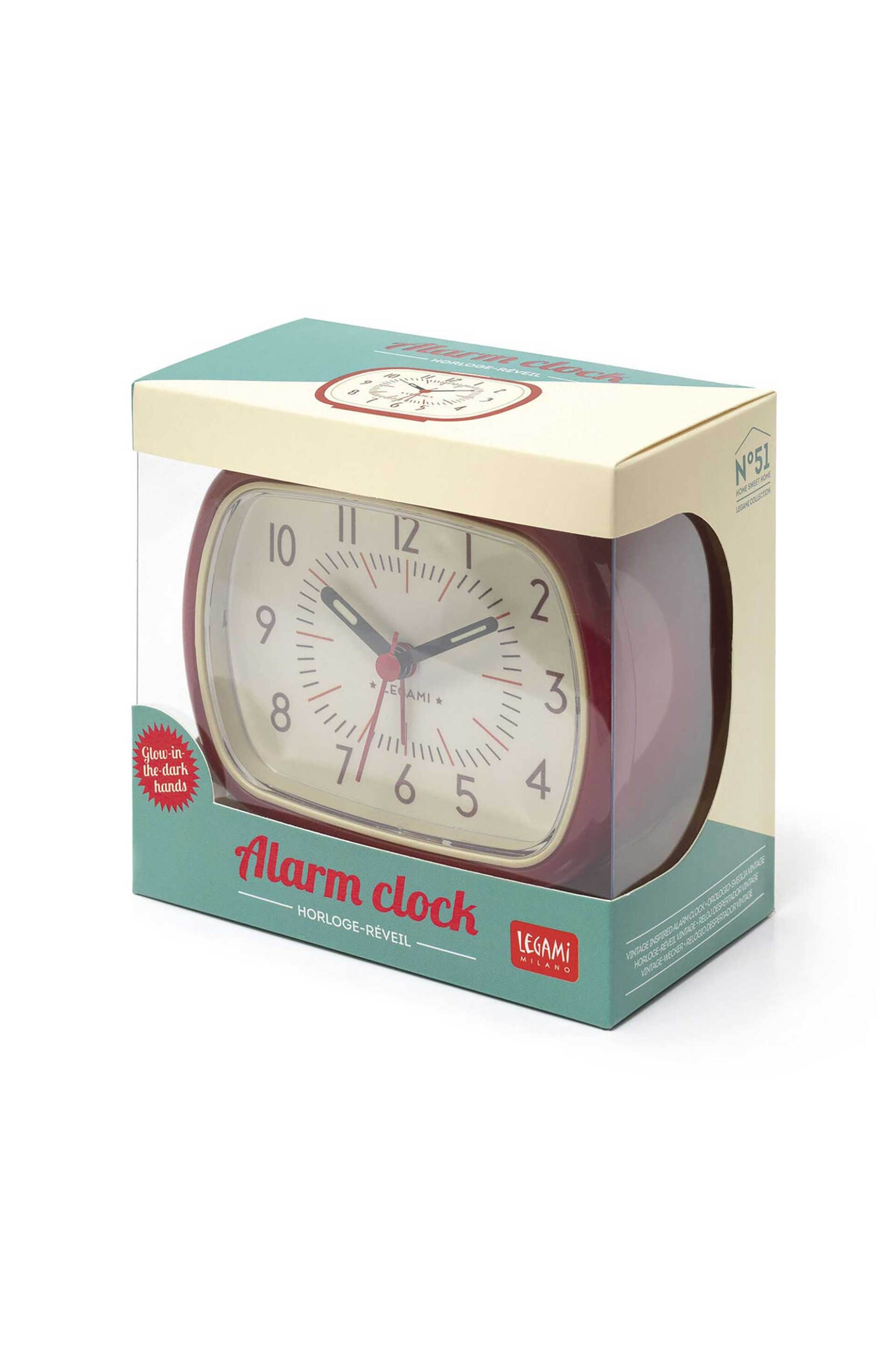 Legami Vintage Inspired Alarm Clock - Retro Red 8058093949524