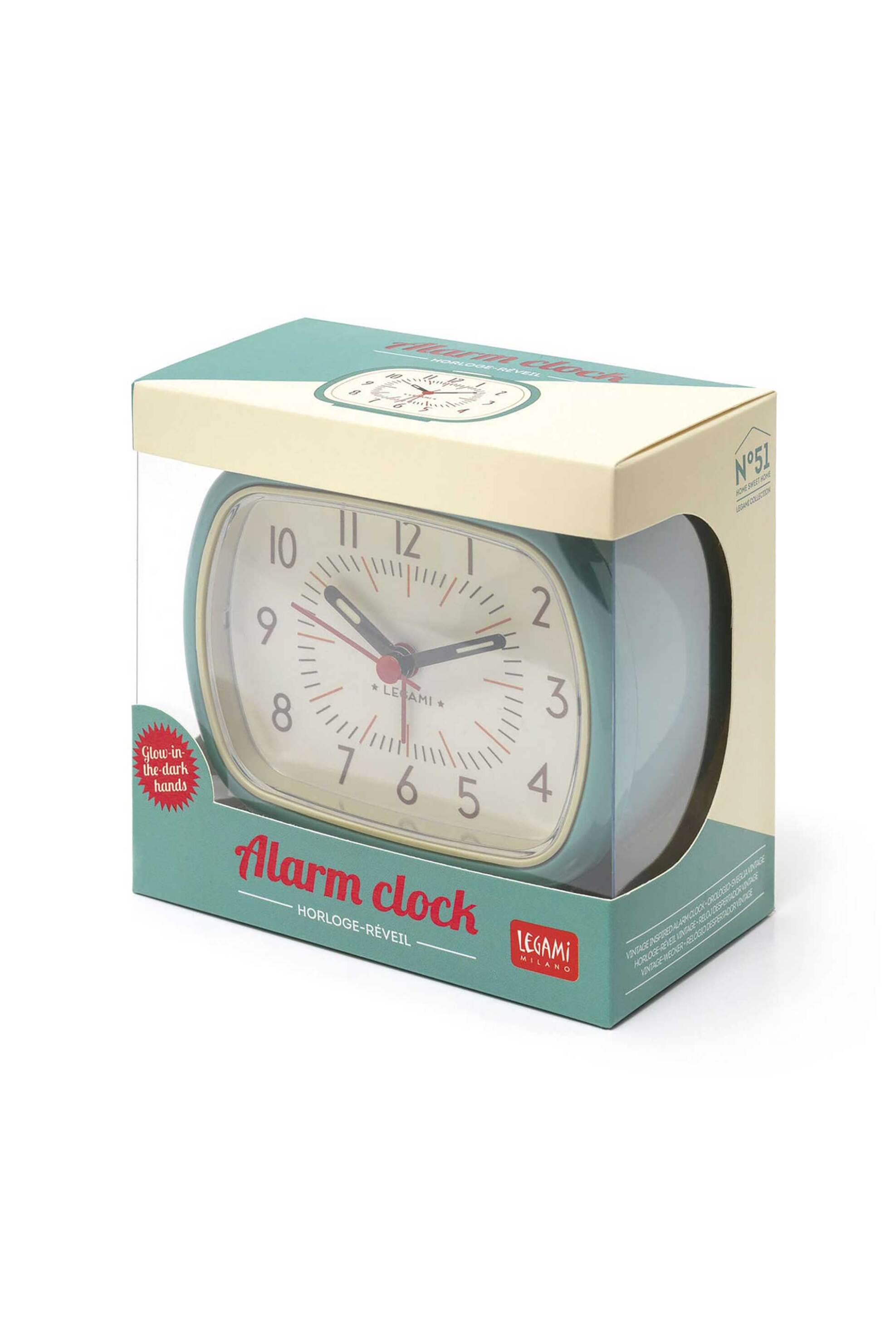 Legami Vintage Inspired Alarm Clock - Retro Aqua 8058093949531