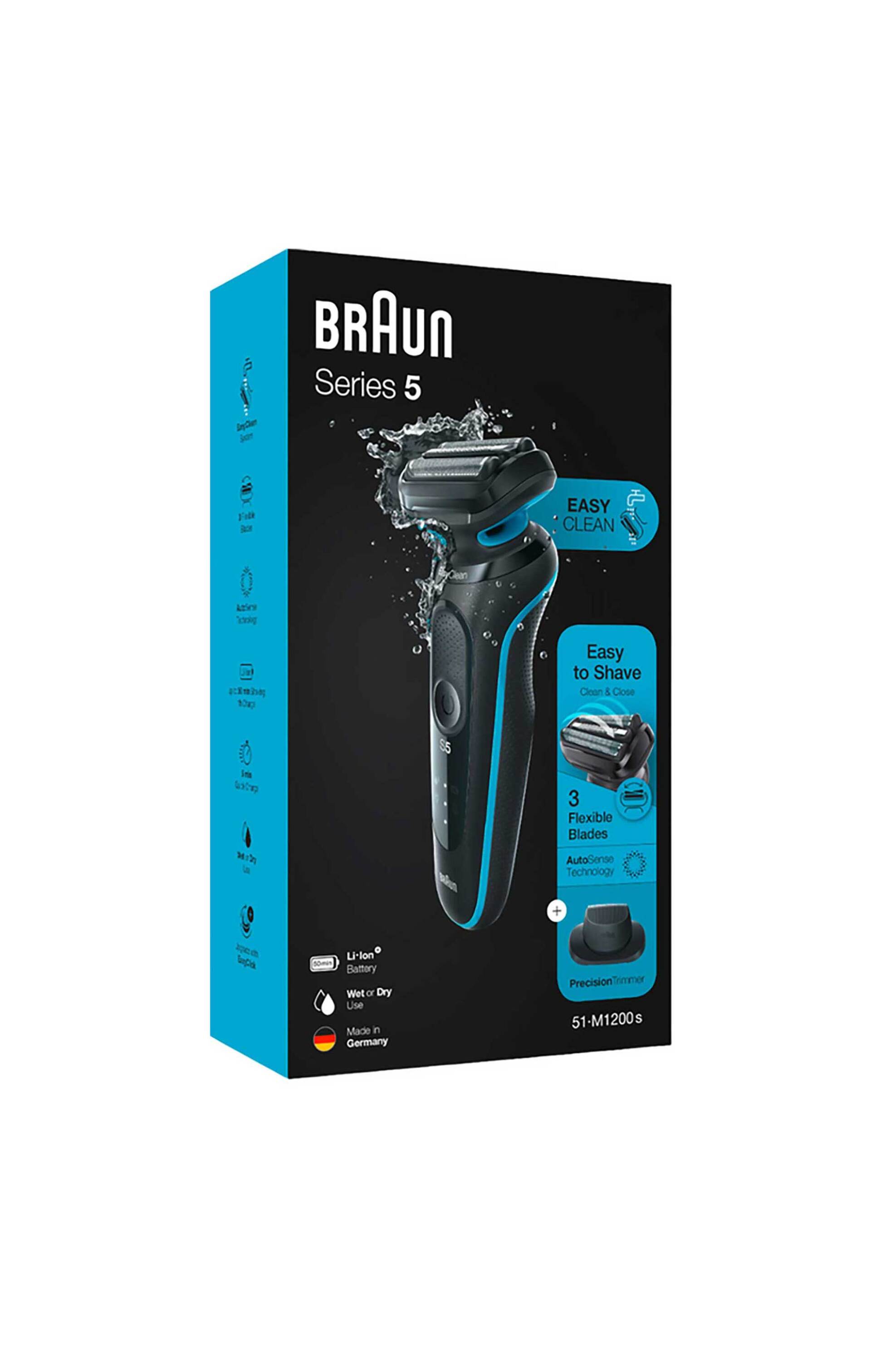 BRAUN Braun επαναφορτιζόμενη ξυριστική μηχανή για υγρό και στεγνό ξύρισμα "SERIES 5 51-M1200s" Μαύρο - 51-M1200S
