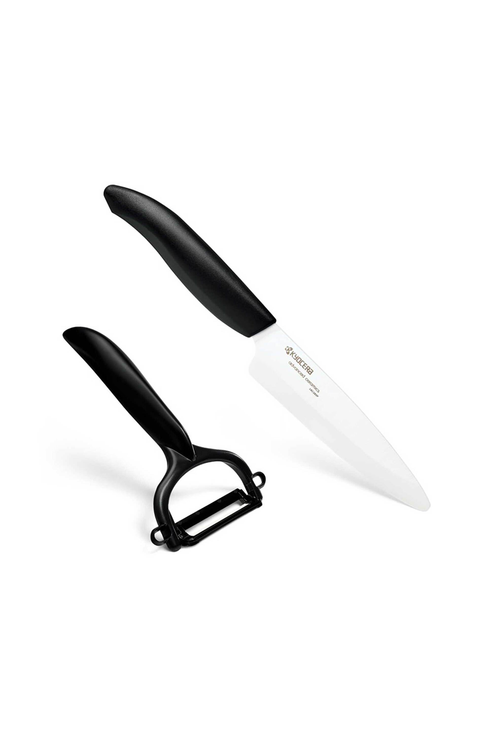 Kyocera σετ κεραμικό μαχαίρι λαχανικών - φρούτων 11 cm & ψιλόφλουδος καθαριστής "Gen" Μαύρο (2 τεμάχια) - FK110CP10BK