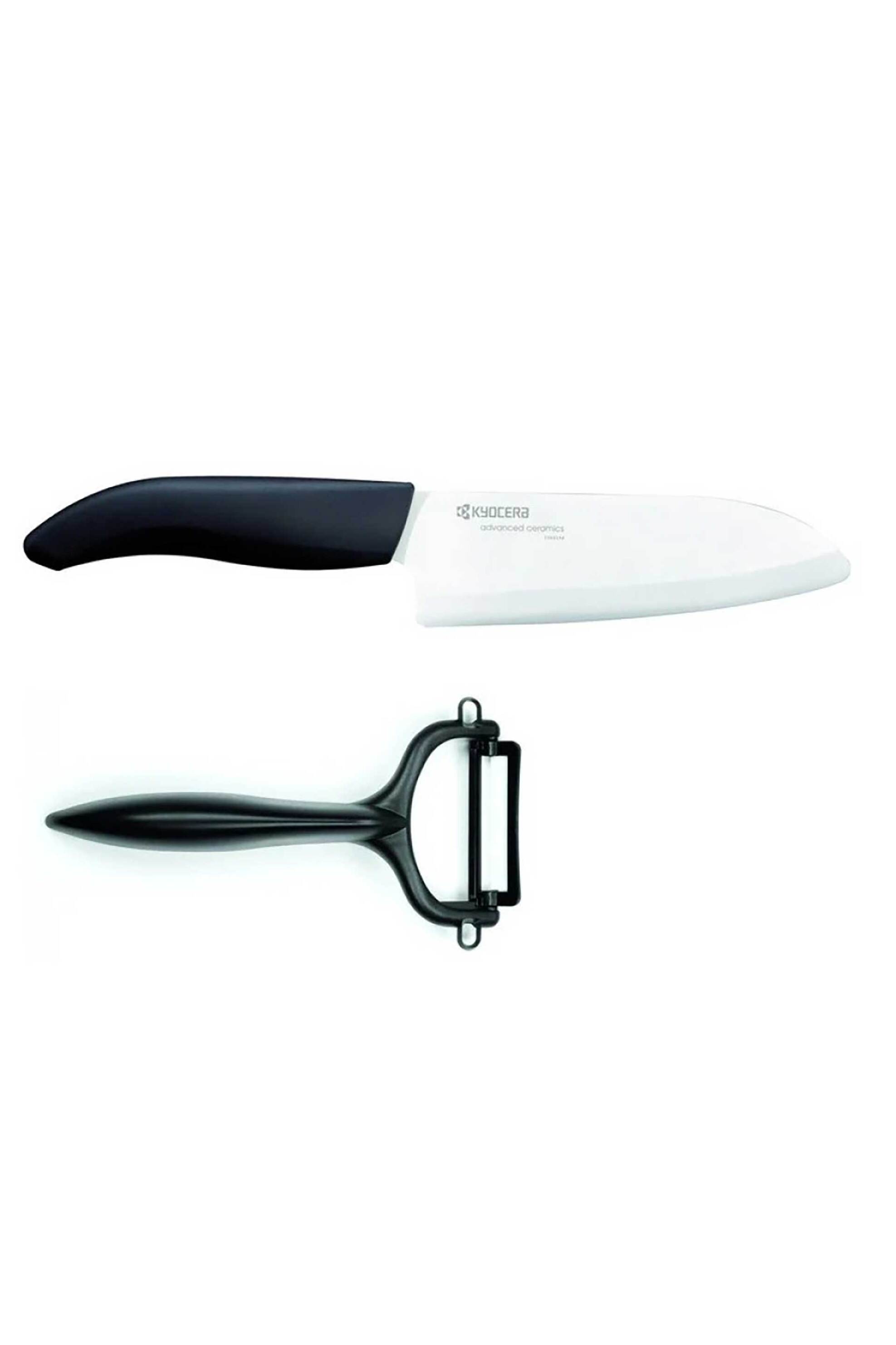 Kyocera σετ κεραμικό μαχαίρι santoku 14 cm & ψιλόφλουδος καθαριστής "Gen" Μαύρο (2 τεμάχια) - FK140WHCP10BKS