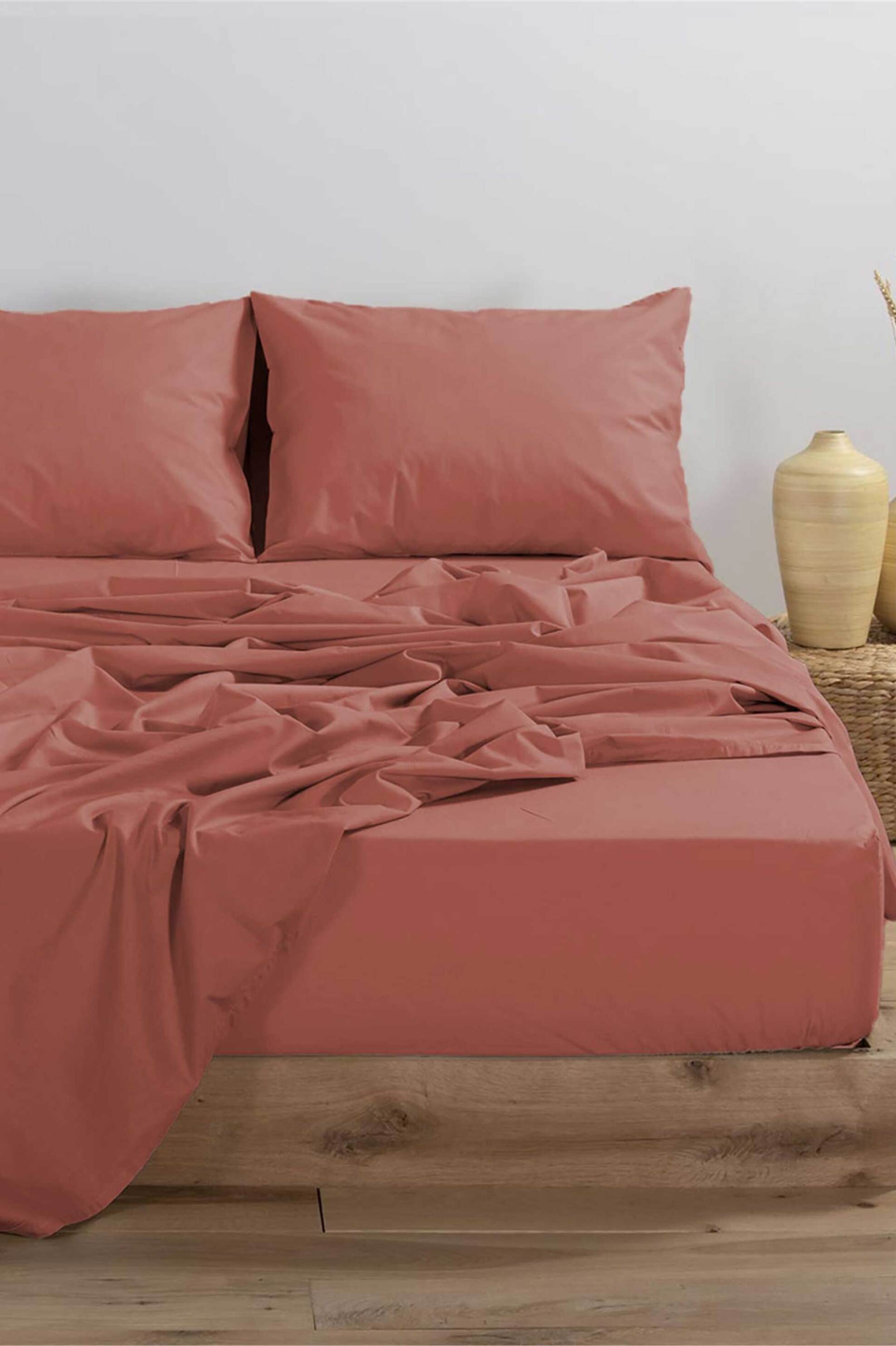 NEF-NEF σεντόνι μονό με λάστιχο "Basic" 100 x 200 + 30 cm   - 011710 Κεραμιδί