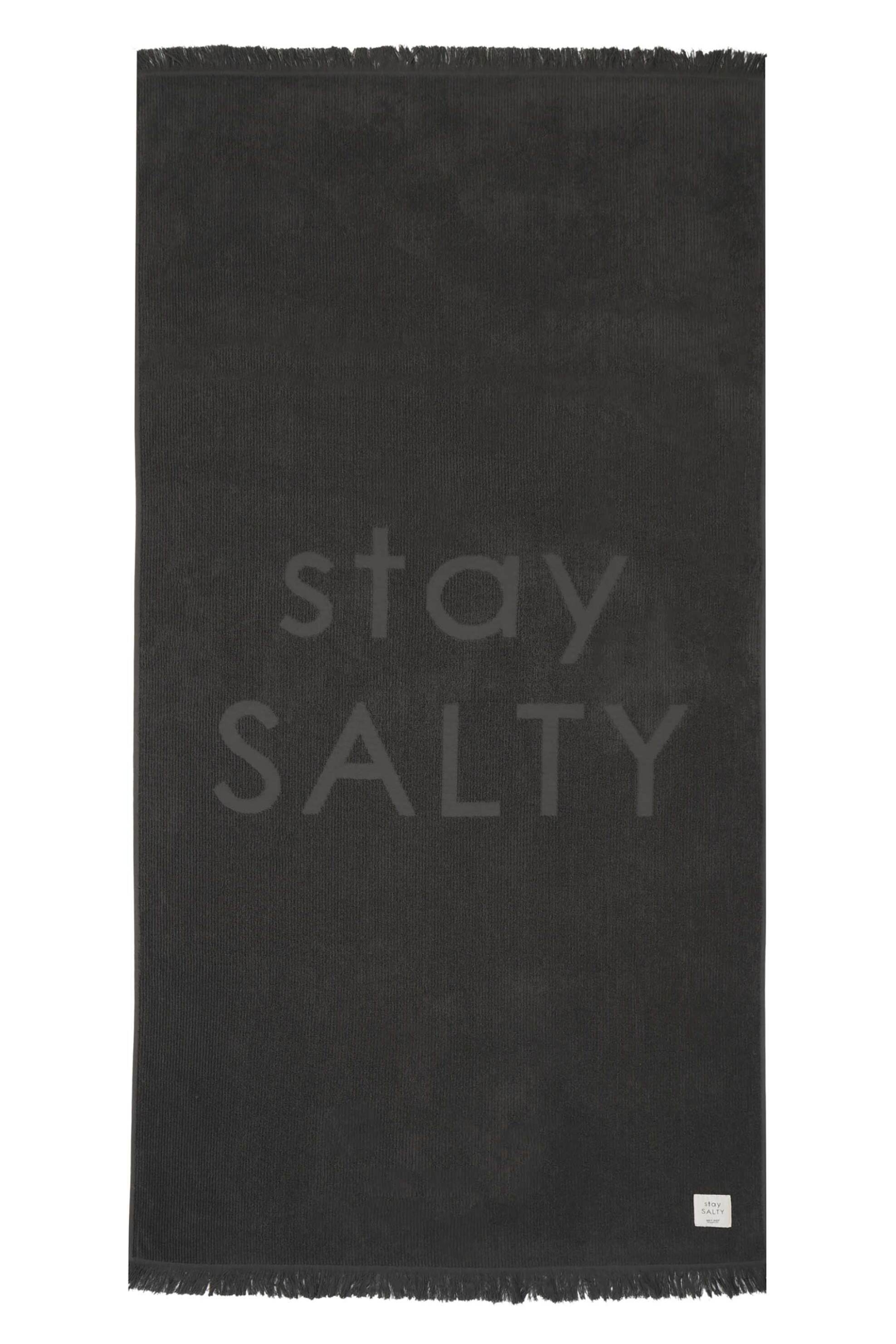 NEF-NEF HOMEWARE NEF-NEF unisex πετσέτα θαλάσσης με letter print 90 x 170 cm "Stay Salty" - 030590 Μαύρο