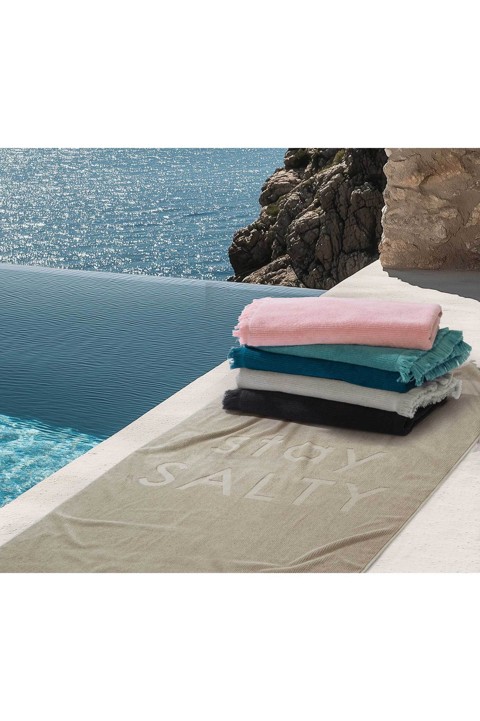 NEF-NEF unisex πετσέτα θαλάσσης με letter print 90 x 170 cm "Stay Salty" - 030590 Μαύρο φωτογραφία