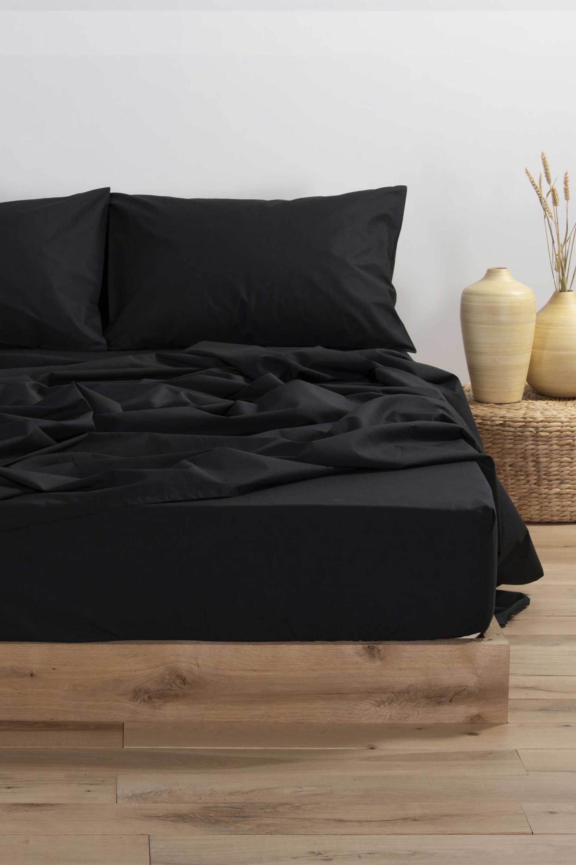 NEF-NEF σεντόνι διπλό με λάστιχο "Basic" 140 x 200 + 30 cm - 033508 Μαύρο