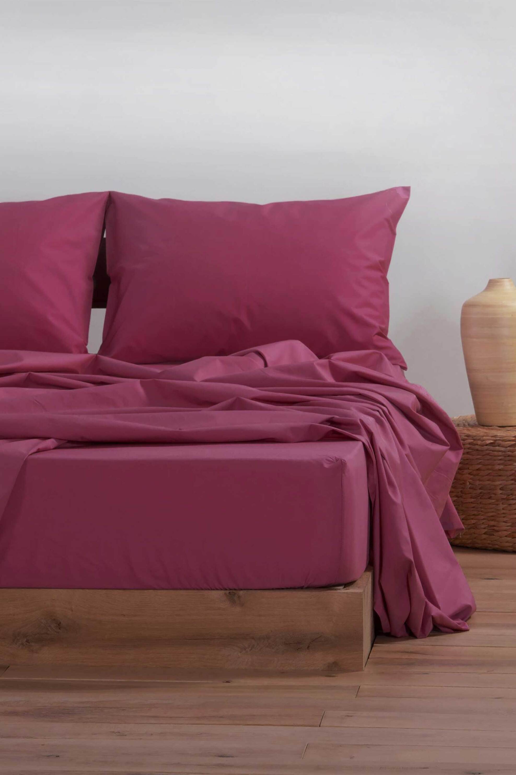 NEF-NEF HOMEWARE NEF-NEF σεντόνι διπλό με λάστιχο "Basic" 140 x 200 + 30 cm - 033508 Μπορντό