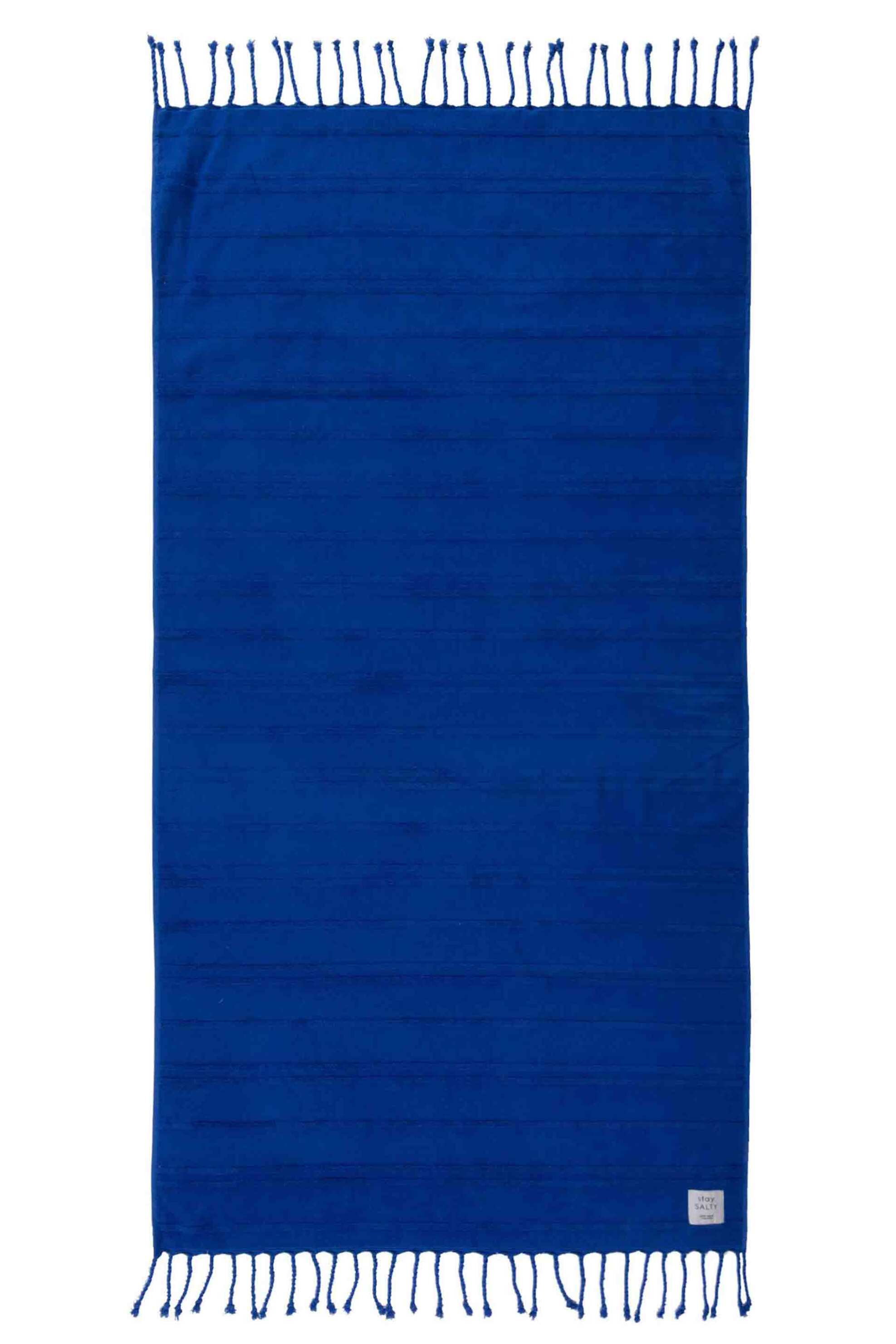 NEF-NEF HOMEWARE NEF-NEF γυναικεία πετσέτα θαλάσσης μονόχρωμη με ανάγλυφο σχέδιο και κρόσσια 80 x 160 cm "Expression 23" - 033058 Μπλε