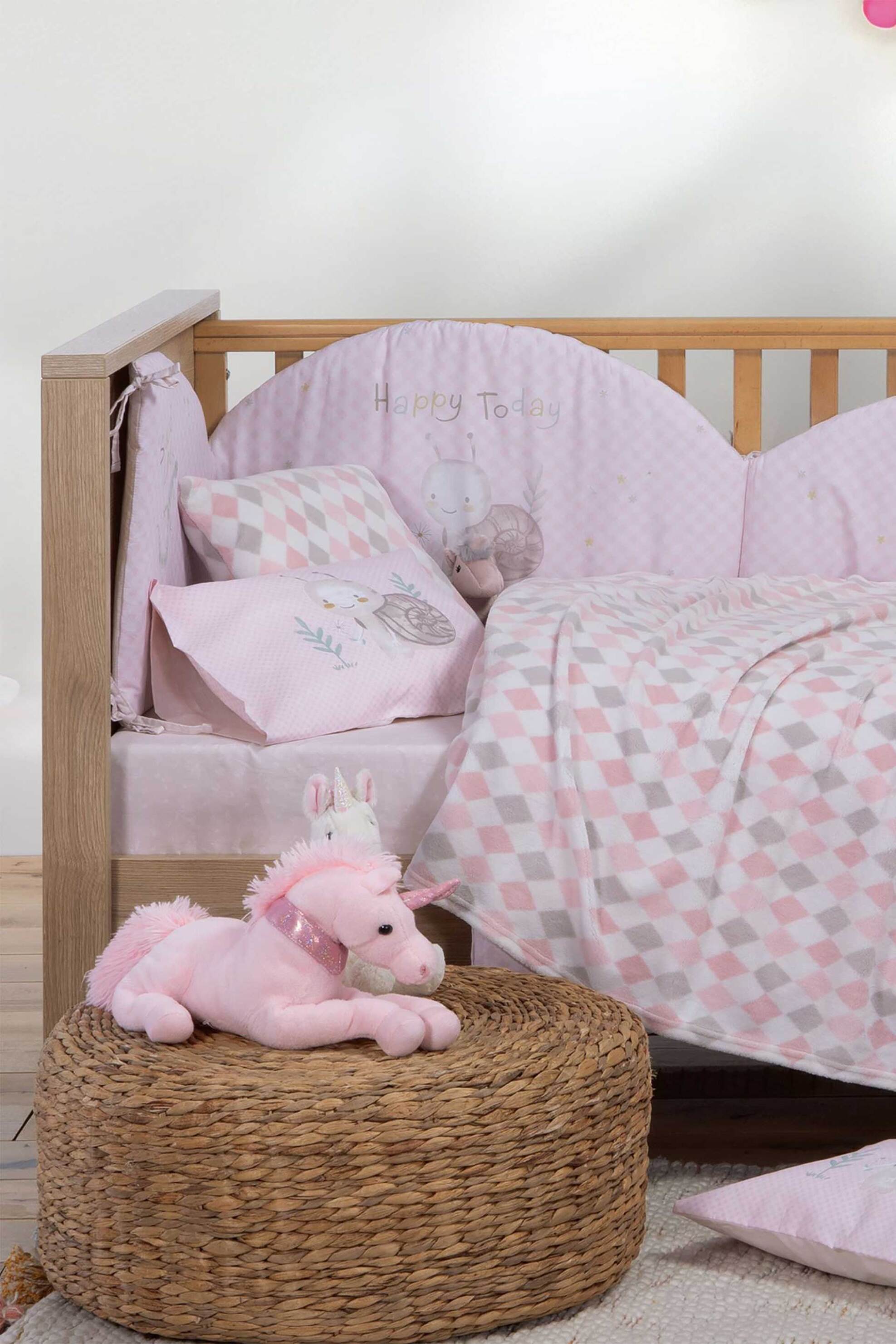 NEF-NEF HOMEWARE NEF-NEF βρεφική κουβέρτα αγκαλιάς fleece "Sweet Rhombus" 110 x 150 cm - 036123 Ροζ