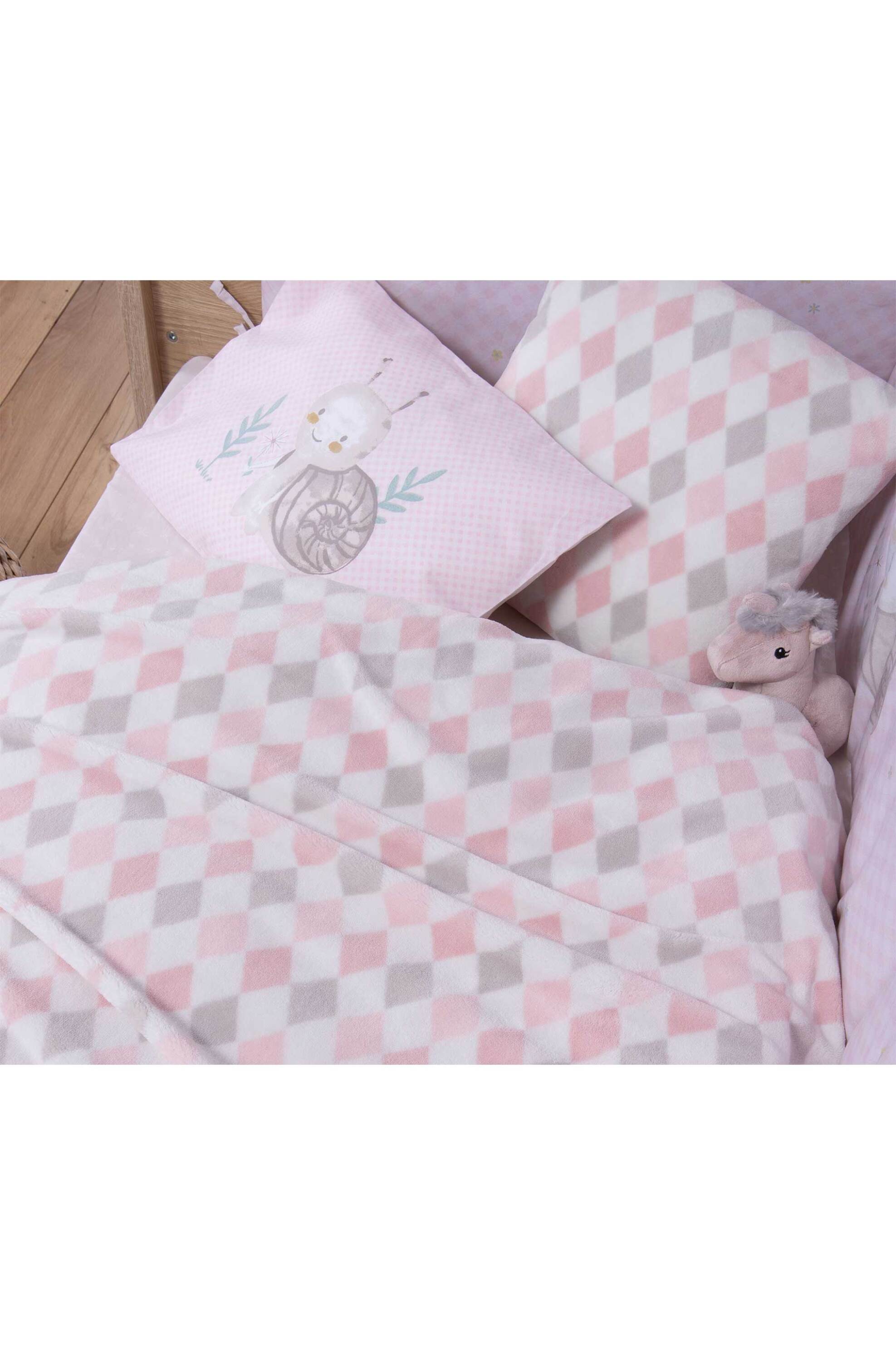 NEF-NEF βρεφική κουβέρτα αγκαλιάς fleece "Sweet Rhombus" 110 x 150 cm - 036123 Ροζ φωτογραφία