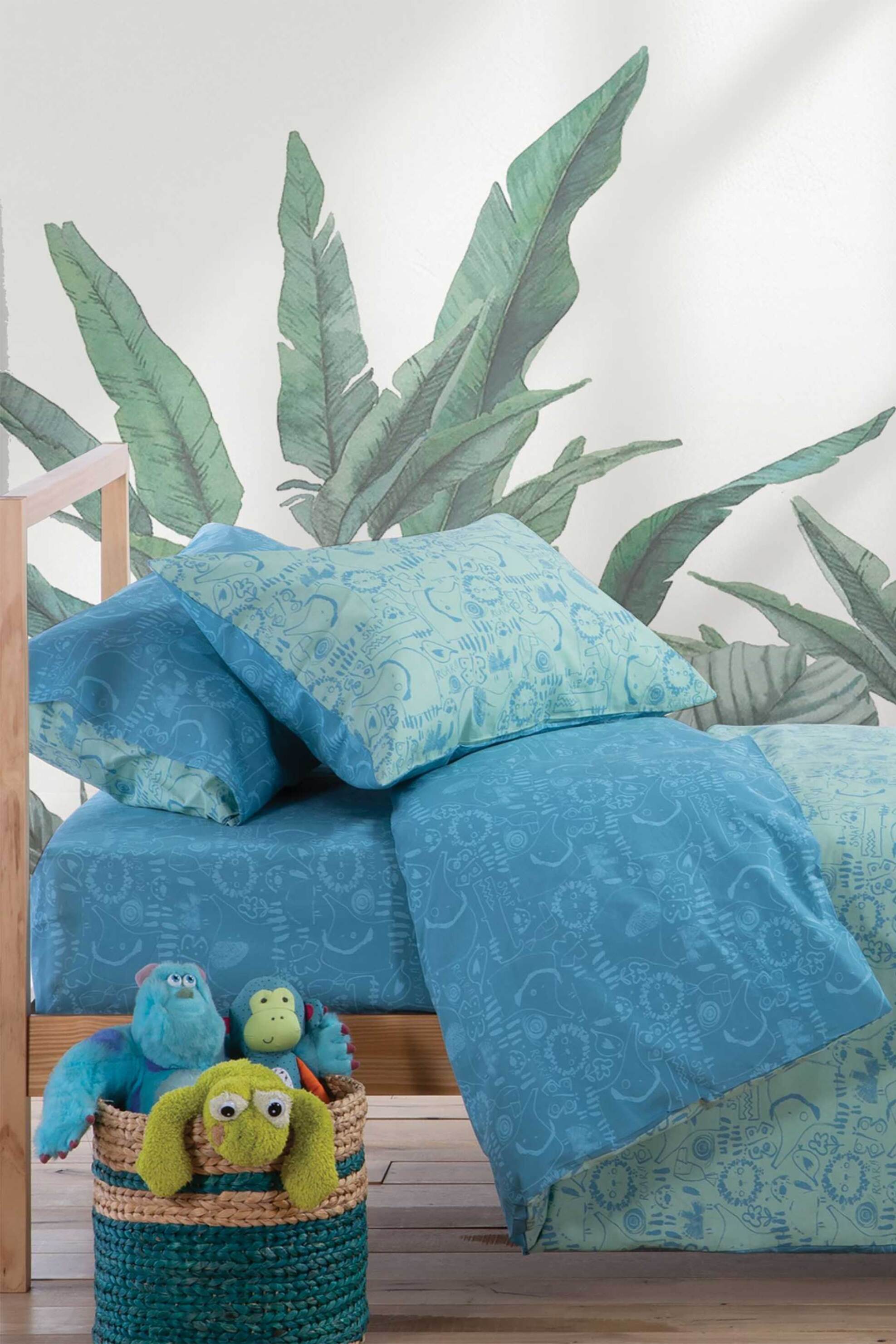 NEF-NEF HOMEWARE NEF-NEF σετ παιδική παπλωματοθήκη μονή με μαξιλαροθήκη "Jungle Combo" (2 τεμάχια) - 036220 Πράσινο Ανοιχτό