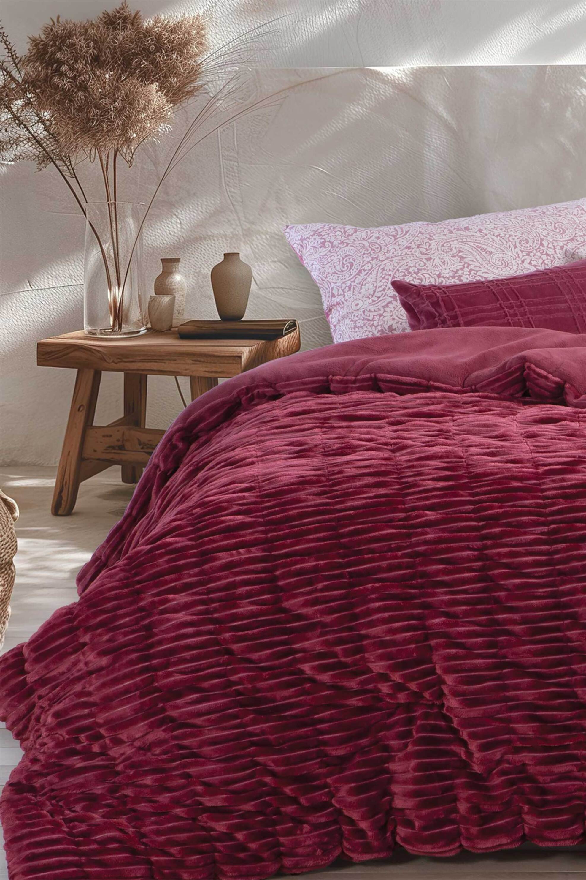 NEF-NEF HOMEWARE NEF-NEF κουβερτοπάπλωμα μονό "Compose" 160 x 220 cm - 036328 Βυσσινί