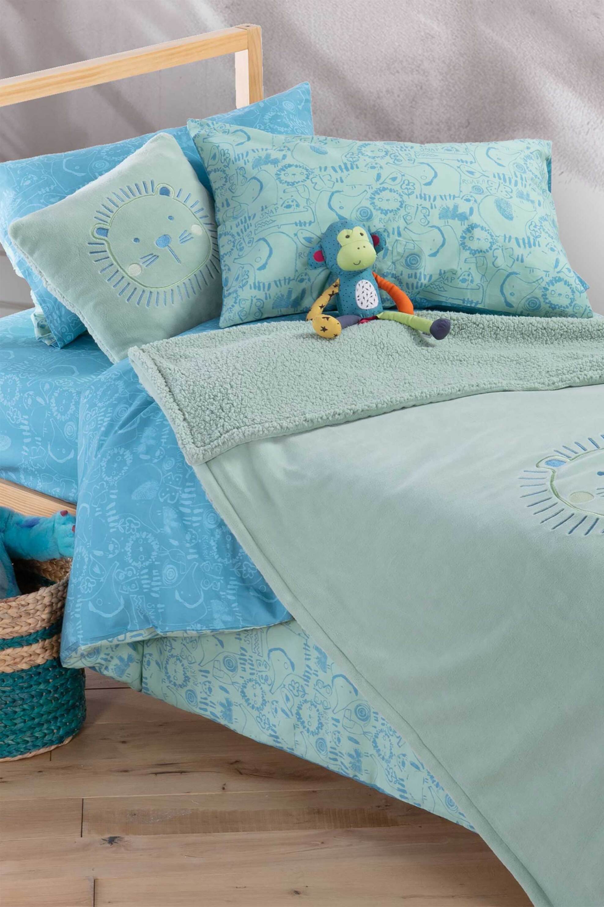 NEF-NEF HOMEWARE NEF-NEF παιδική διακοσμητική κουβέρτα "Jungle Combo" 130 x 180 cm - 036130 Πράσινο Ανοιχτό