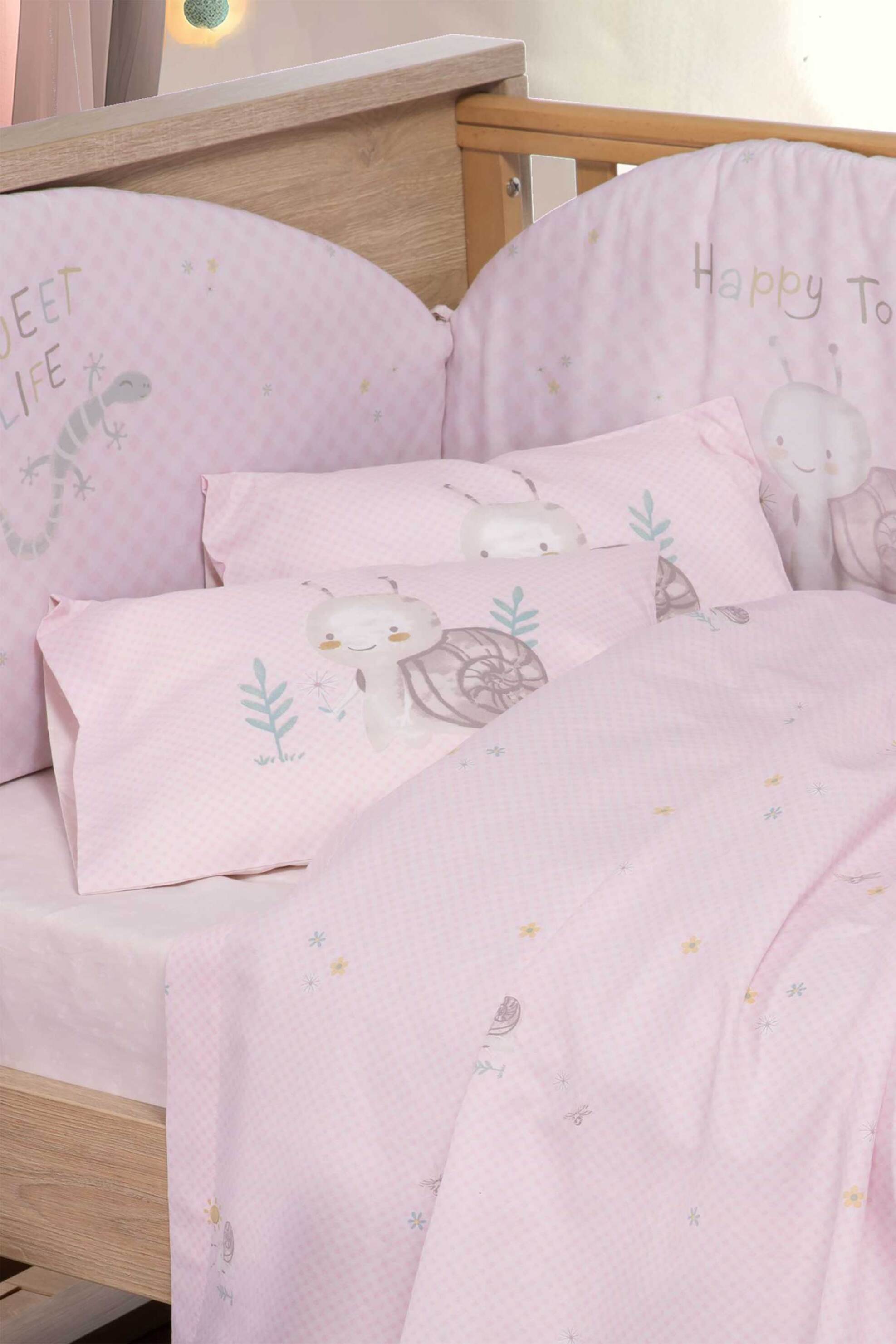 NEF-NEF HOMEWARE NEF-NEF βρεφική πάντα κούνιας "Cute Snail" 60 + 67 + 60 x 40 cm - 036373 Ροζ